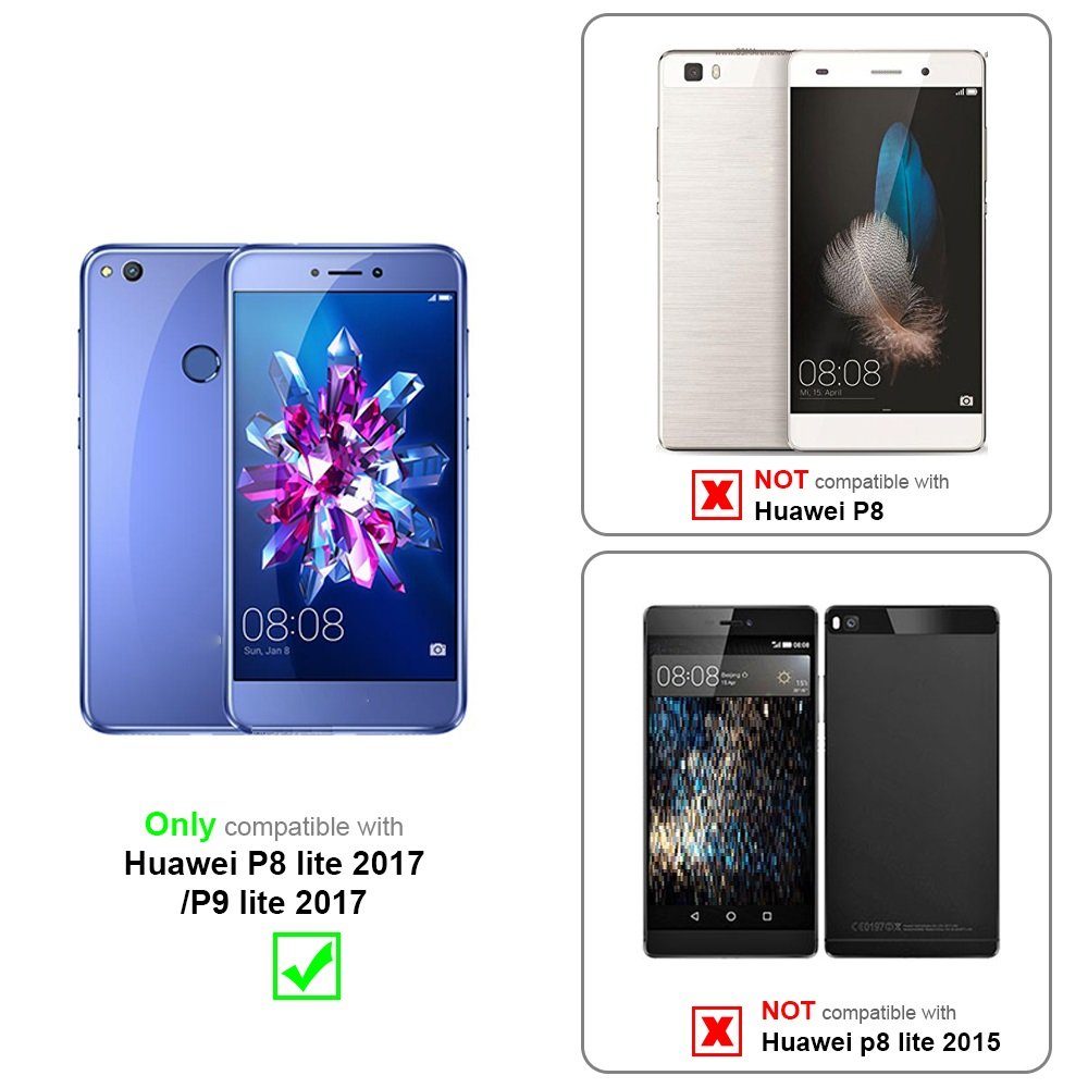 Cadorabo Handyhülle für Huawei P8 LITE 2017 / P9 LITE 2017 Hülle Huawei P8 LITE 2017 / P9 LITE 2017, Klappbare Handy Schutzhülle - Hülle - mit Standfunktion und Kartenfach