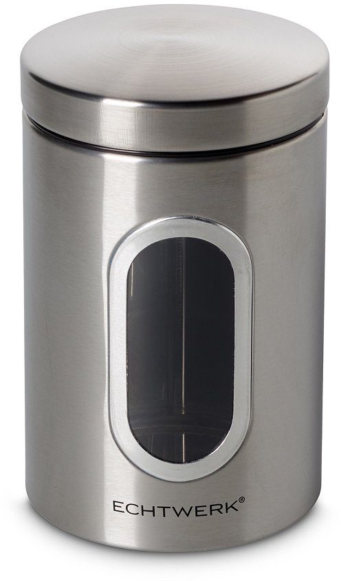 ECHTWERK Liter (1-tlg), mit silberfarben Metall, Luftdichtem Deckel, Aufbewahrungsbehälter 1,4 Sichtfenster, Vorratsdose,