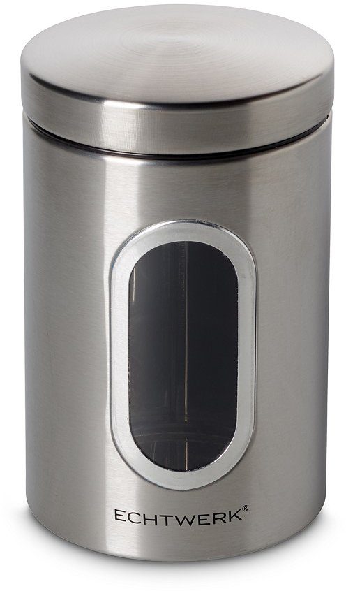 ECHTWERK Vorratsdose Aufbewahrungsdose mit Sichtfenster, 1,4 Liter, Metall, (1-tlg), für Mehl, Müsli, Kaffee oder Zucker, mit Klick-Deckel