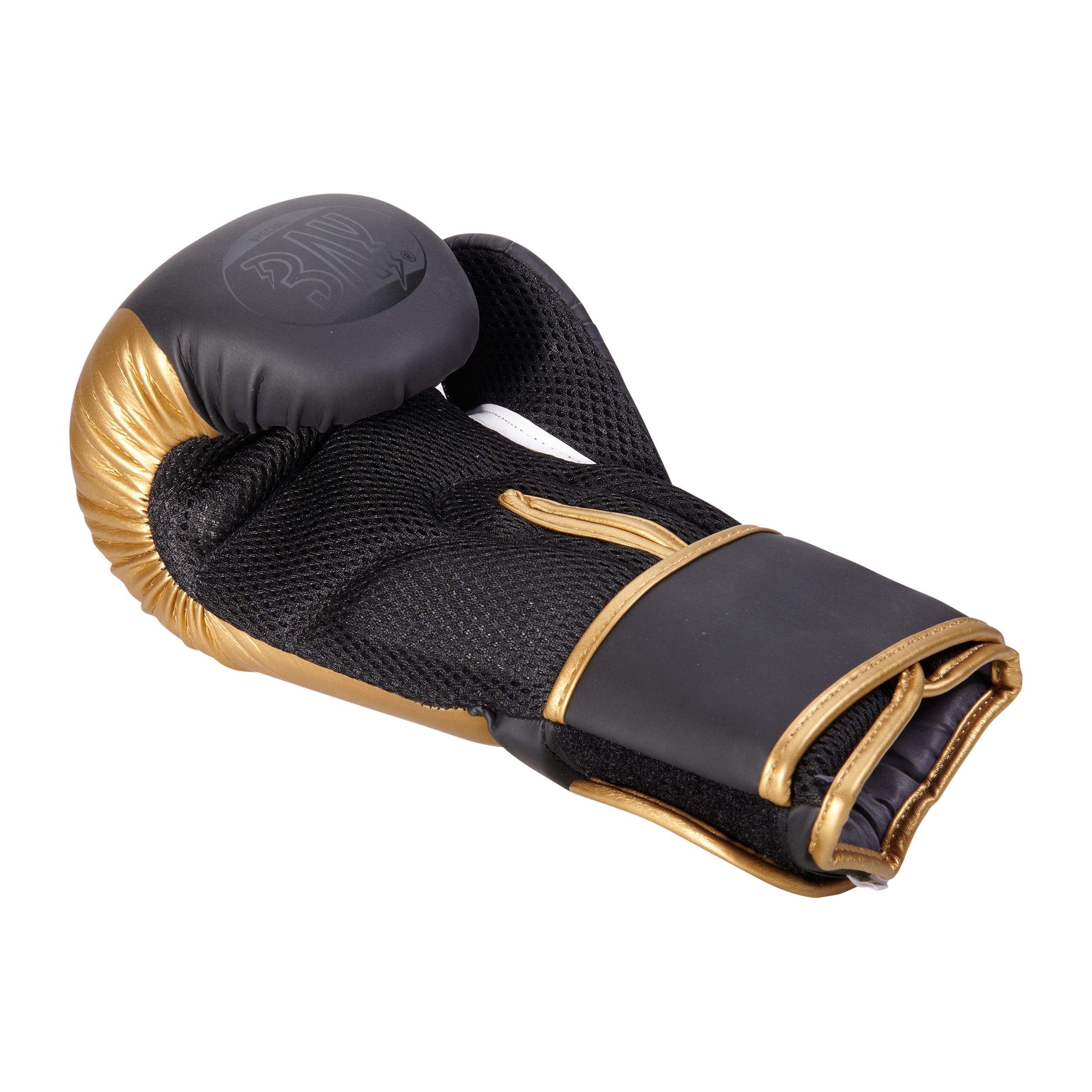 BAY-Sports Boxhandschuhe Let´s Fight Box-Handschuhe gold Mesh Boxen Kickboxen Thaiboxen 8, 10 (Paar), Edle Kombination von matt und glänzend, Kinder/Erwachsene