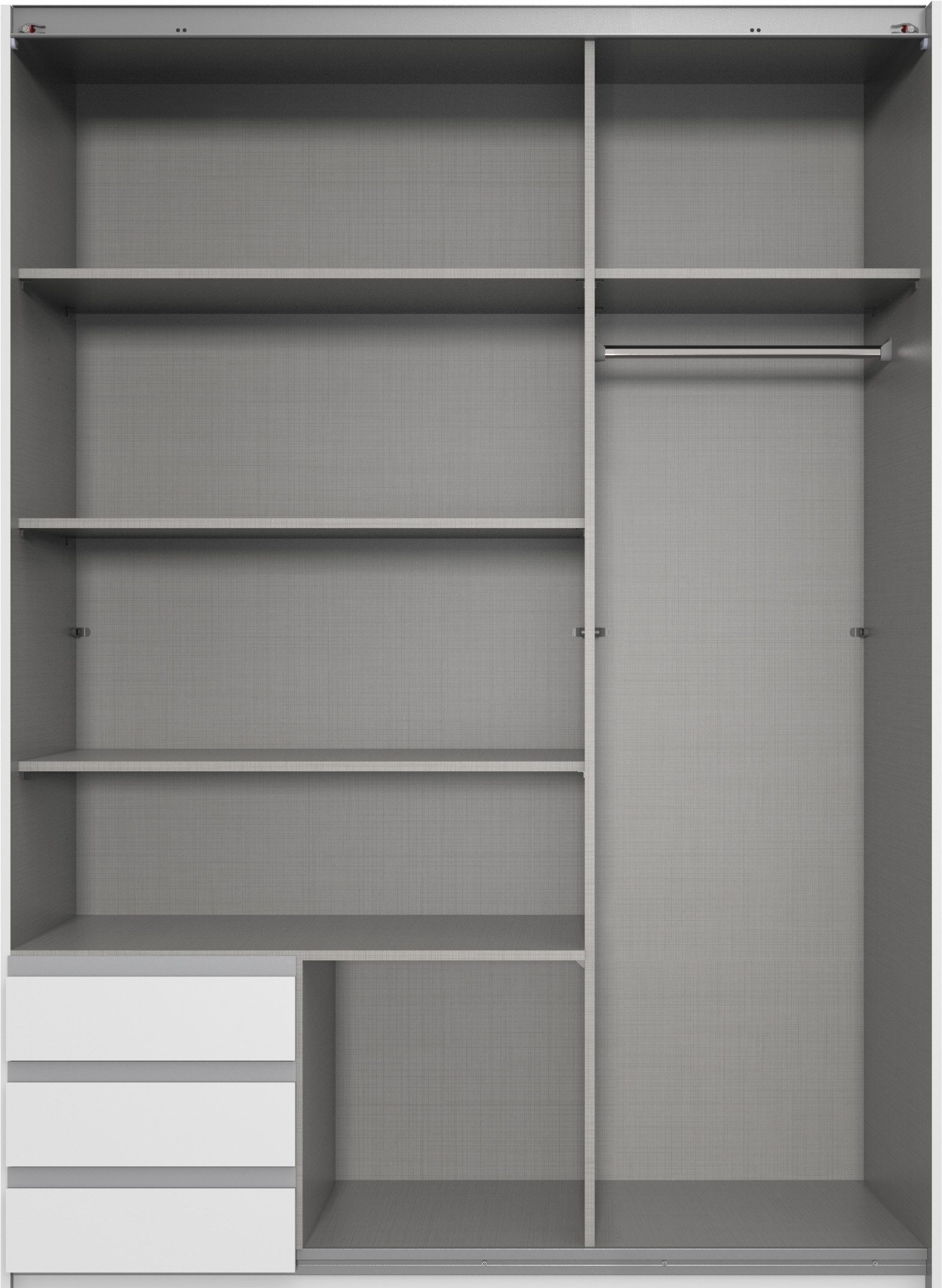freiraum Schwebetürenschrank Emden 3 Schübe, Spiegel / GRAPHIT + SAHARAGRAU - 135x198x65cm (BxHxT)