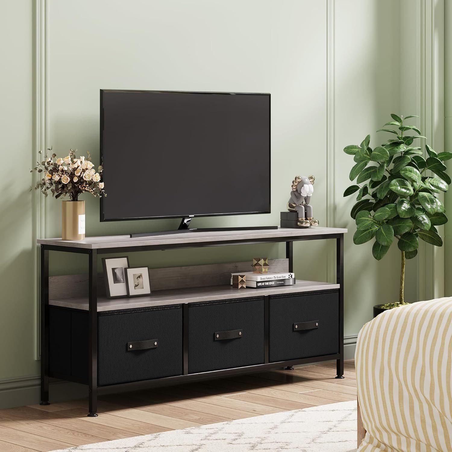 GarveeMore TV-Schrank Lowboard Fernsehtisch Fernsehschrank für Fernseher bis zu 55 ''