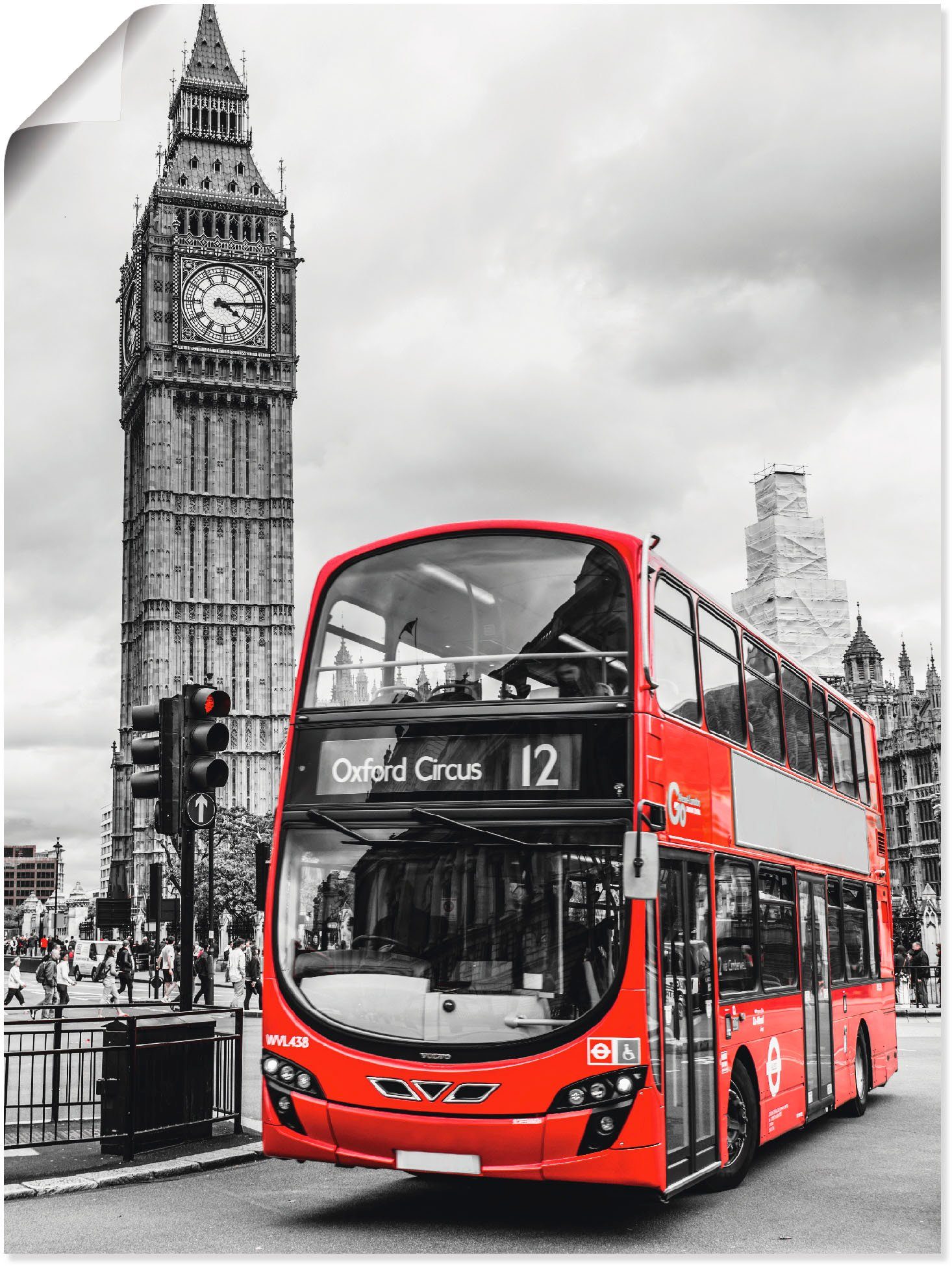 Artland Wandbild London Bus und Big Ben, Gebäude (1 St), als Alubild, Leinwandbild, Wandaufkleber oder Poster in versch. Größen