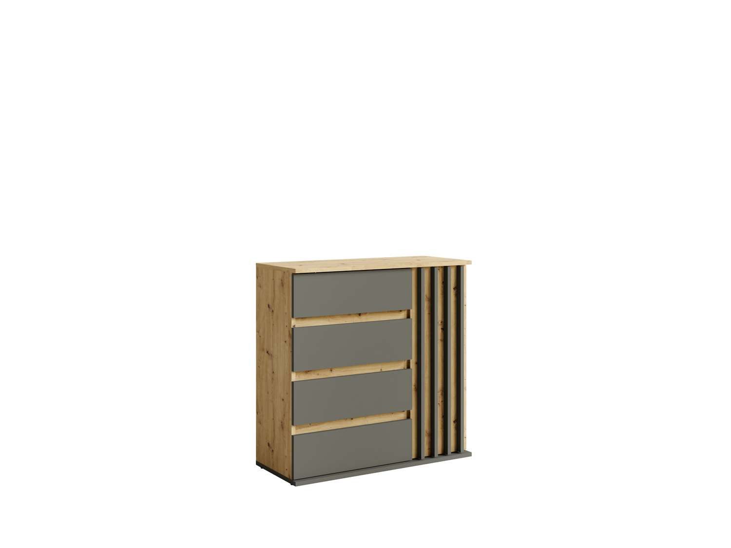 Home affaire Kommode LANDUVA Sideboard mit viel Stauraum, Breite 80 cm, Schrank mit Schubladen und 1 Tür, Lamellen Design – Bild 5 von 5