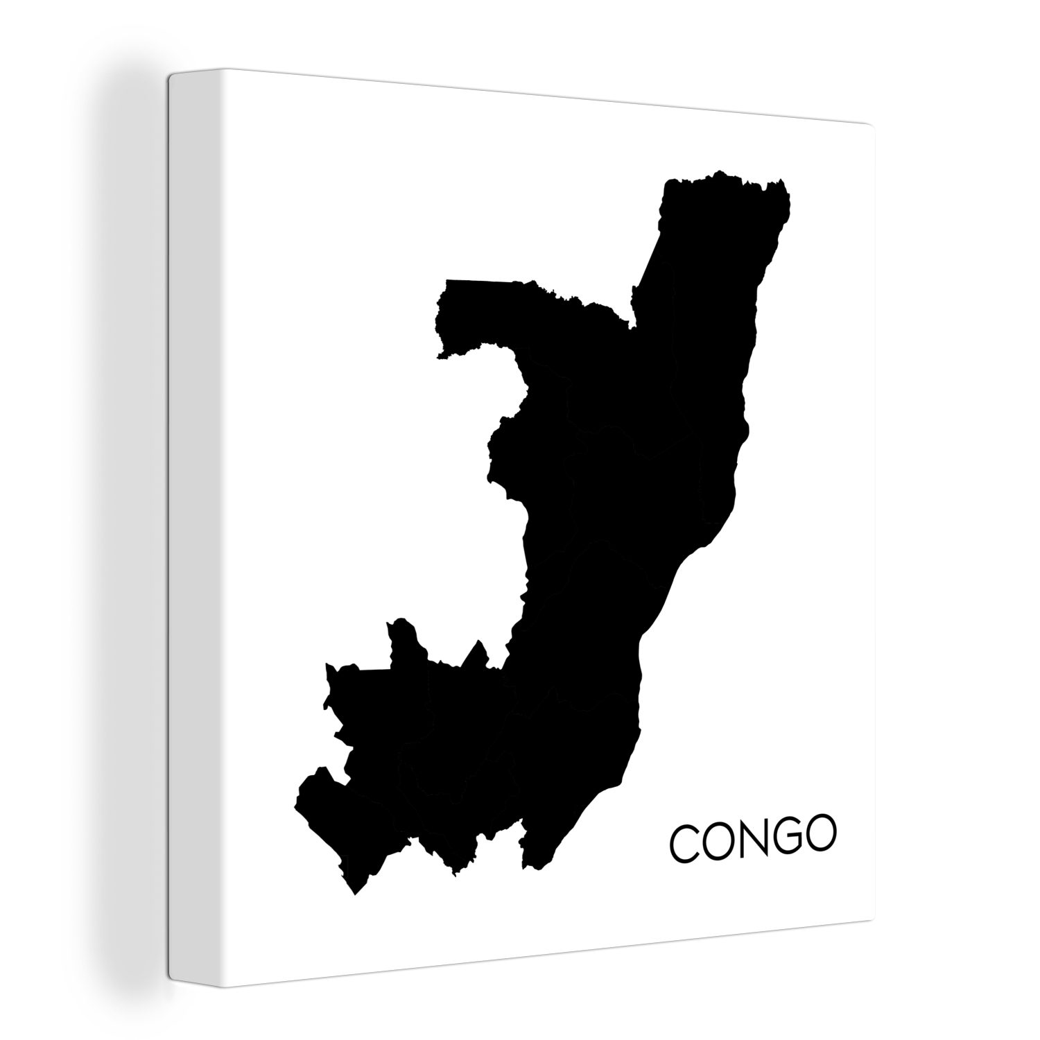 OneMillionCanvasses® Leinwandbild Illustration der schwarzen Silhouette von Kongo-Brazzaville, (1 St), Leinwand Bilder für Wohnzimmer Schlafzimmer