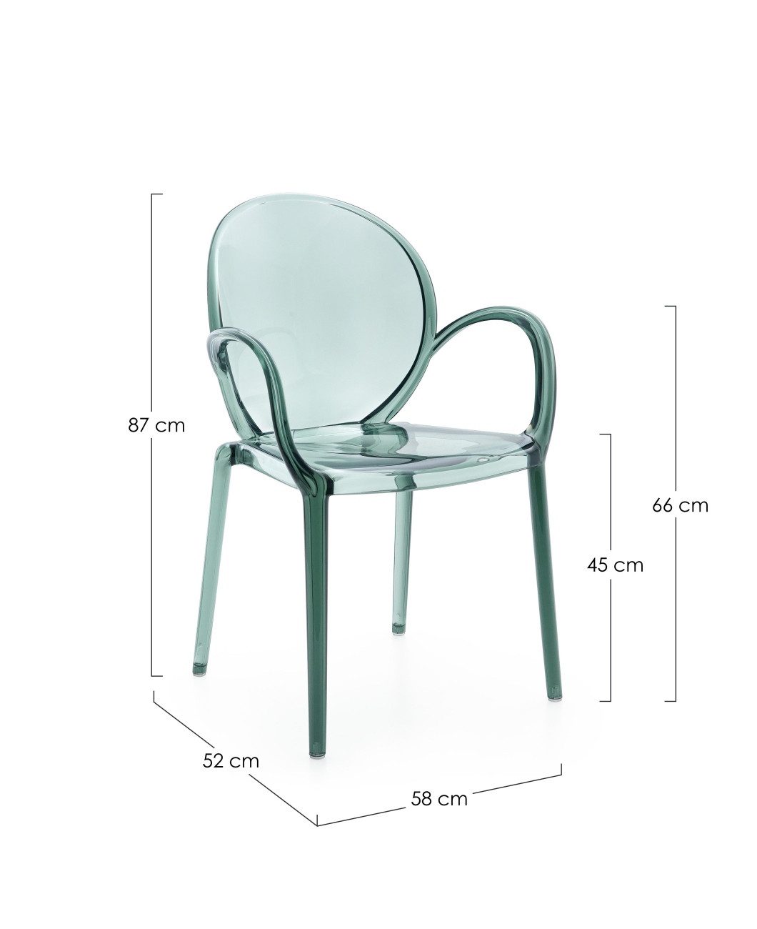 Bizzotto Gartenstuhl Camilla 4er-Set mit Armlehne, Mint, Stapelbar, geeignet für Innen- & Außenbereich