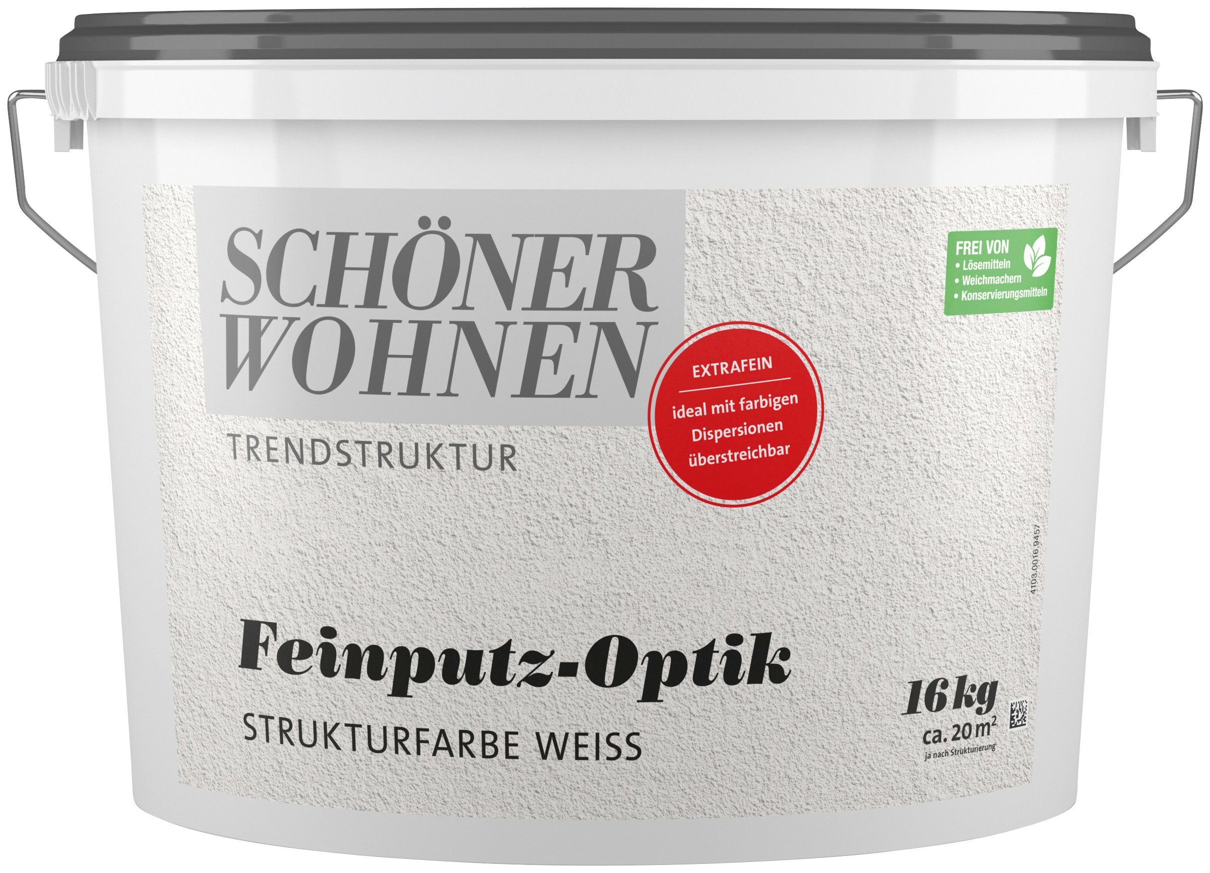 SCHÖNER WOHNEN FARBE Wand- und Deckenfarbe TRENDSTRUKTUR Feinputz-Optik extrafein, weiße Strukturfarbe mit extrafeiner Körnung extrafein weiß - 16 kg