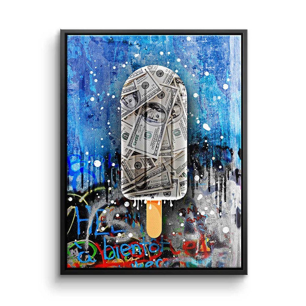 silberner - Leinwandbild, Premium - - Graffiti DOTCOMCANVAS® Leinwandbild Ice Pop Motivationsbild Art Rahmen