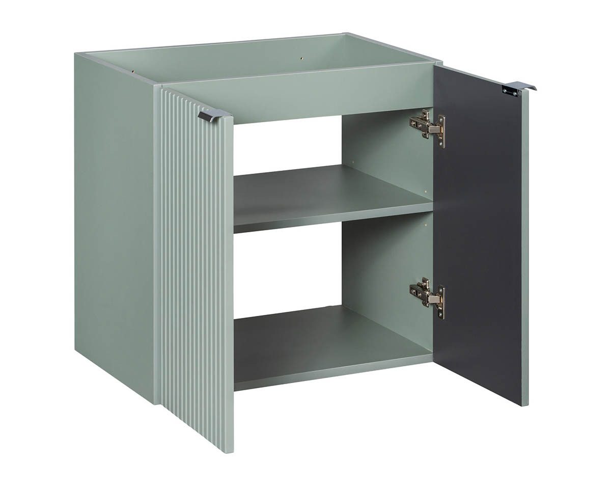 einfachgutemoebel Waschtisch-Set Doppelwaschplatz LINETTE 120cm mit Türen, Aufsatzbecken, oak-grün, (Badmöbel Set, 1-St., Doppel-Waschtisch Unterschrank)