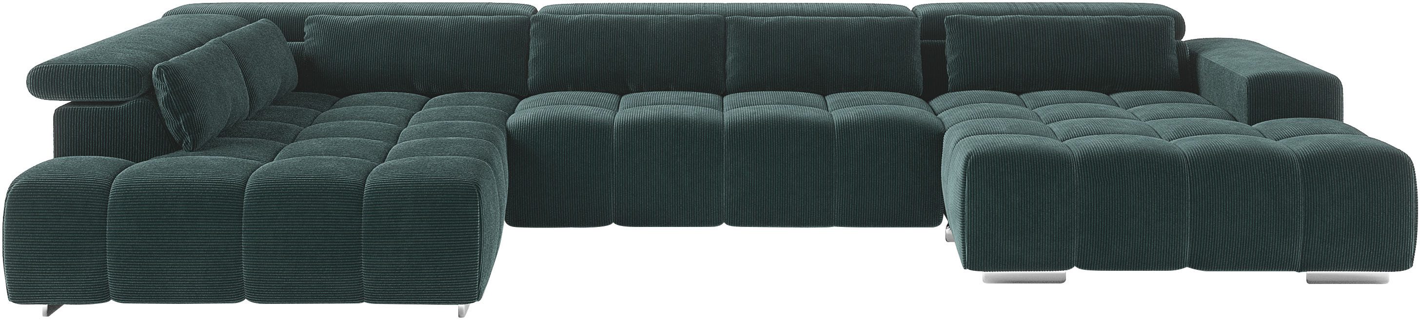 COTTA Wohnlandschaft Orion U-Form, mit Kopfteilverstellung & 6 Nierenkissen