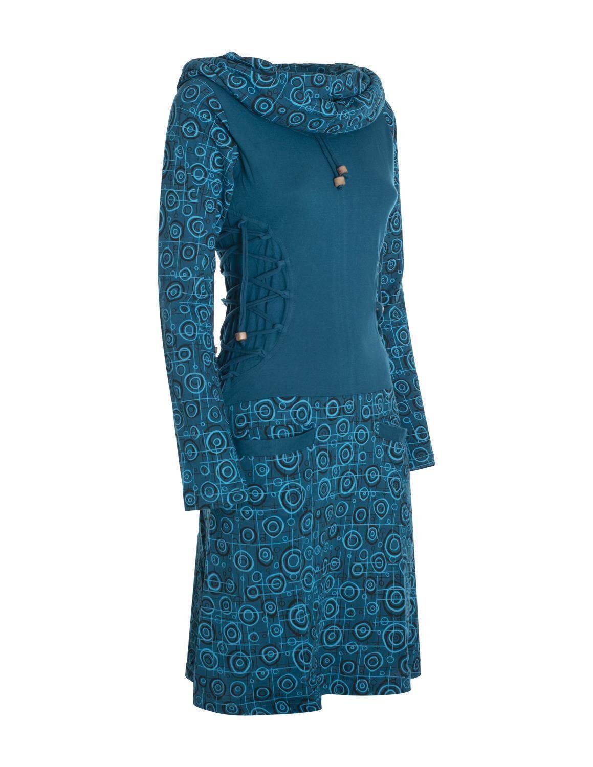 Vishes Jerseykleid Langarm Strickkleid Sweatshirtkleid mit Schnürung Elfen, Hippie, Boho, Goa Style – Bild 4 von 4