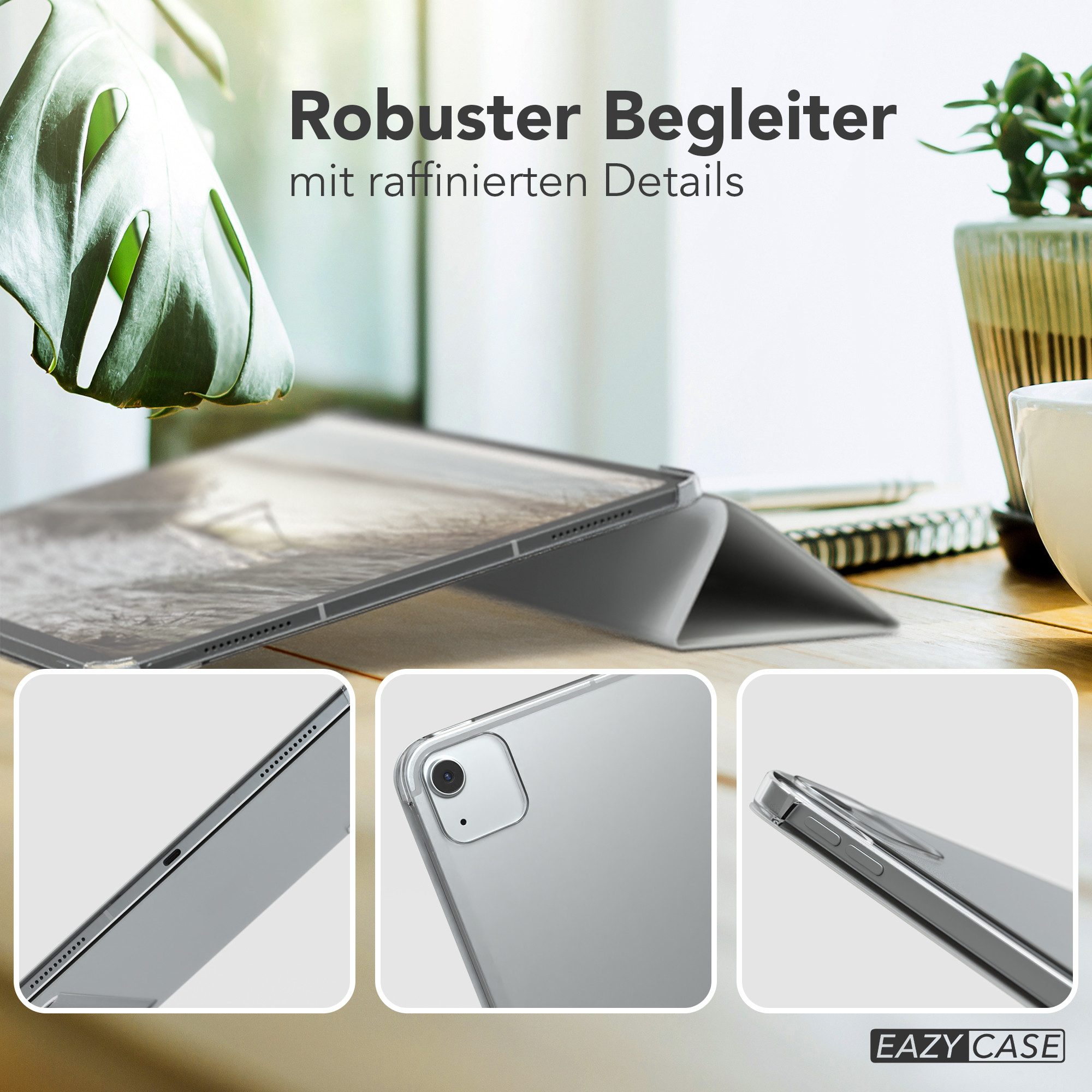 EAZY CASE Tablet-Hülle Smart Case Apple für iPad Air 13 (2024) 13 Zoll, Schutzhülle mit Sleep Wake Up Funktion Smartcase verstellbar Etui Weiß – Bild 4 von 5