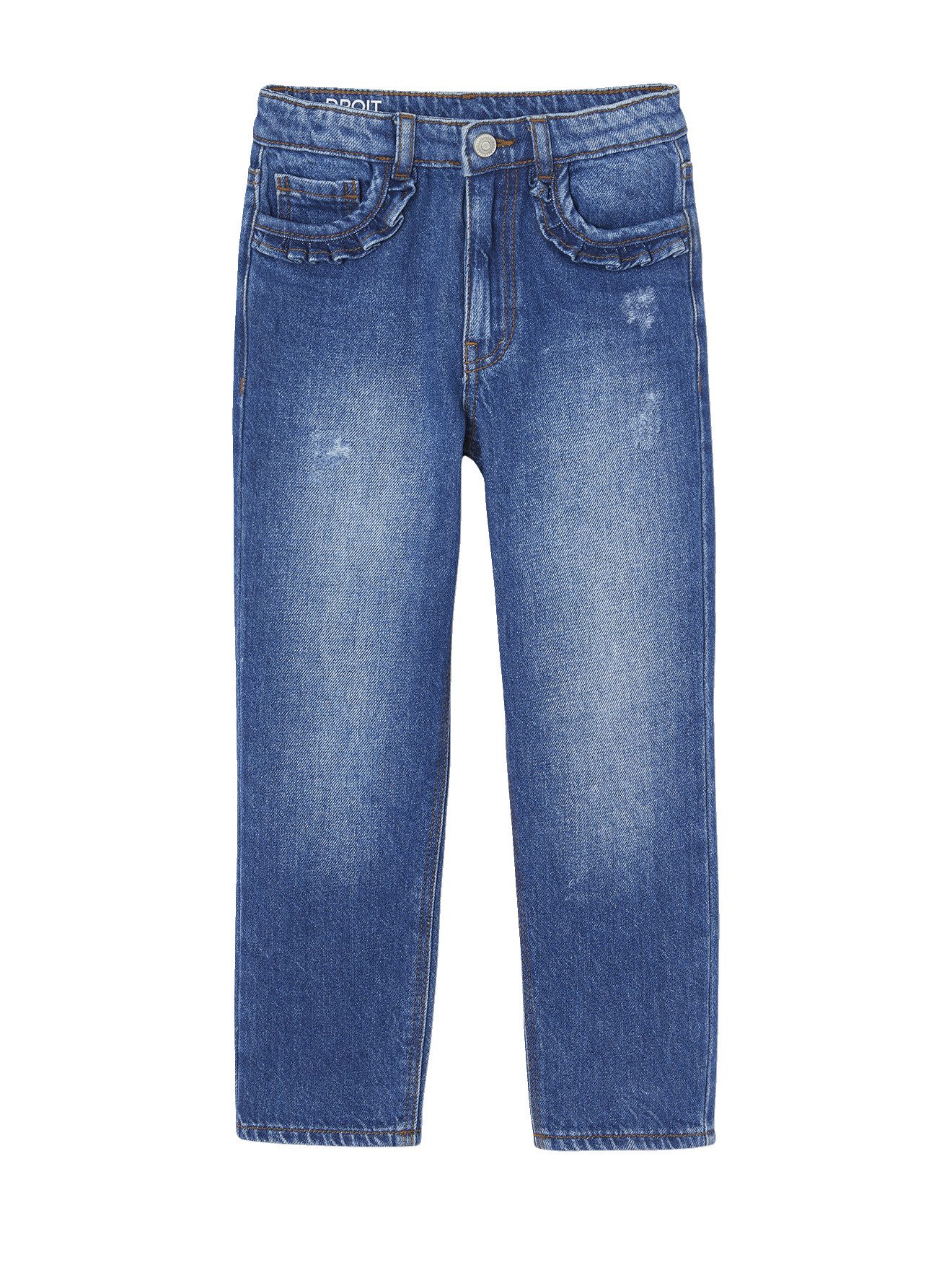 vertbaudet 7/8-Caprijeans Gerade Mädchen Jeans, Hüftweite SLIM