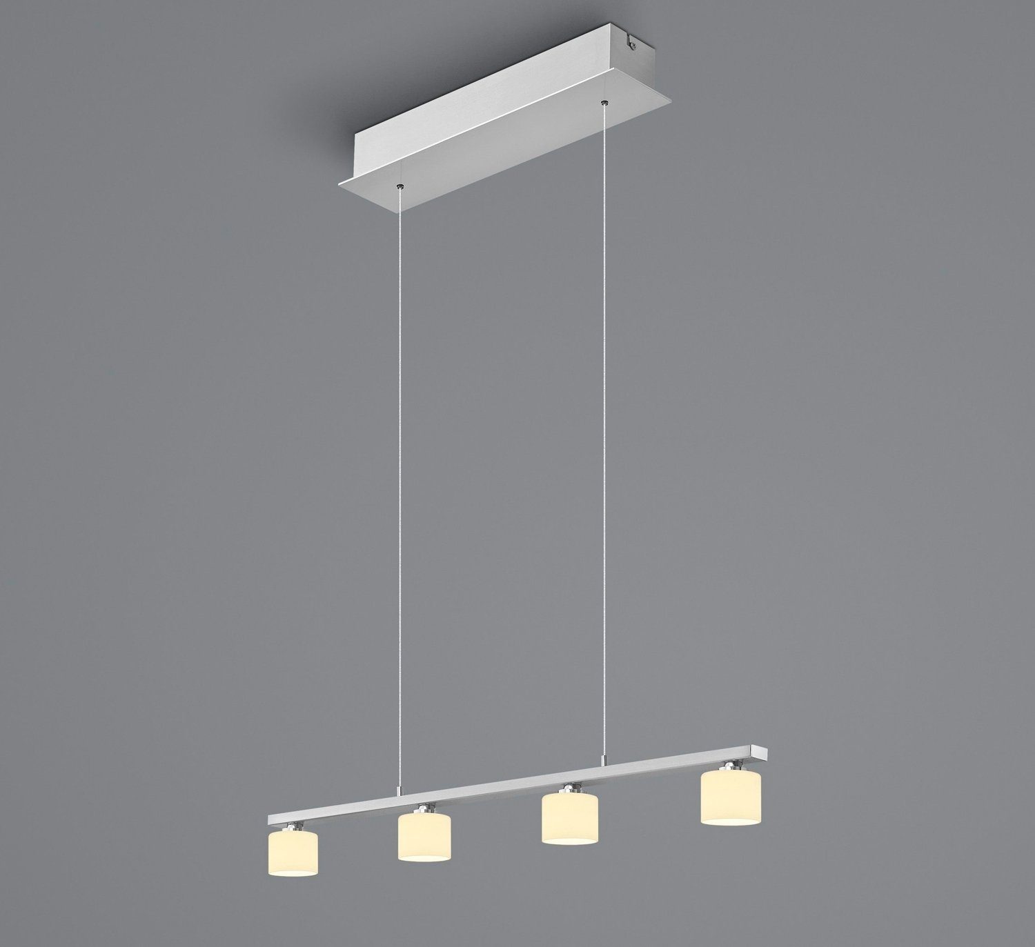 B-LEUCHTEN Pendelleuchte MILA, 4-flammig, Nickel, Weiß, Metall, H 150 cm, ohne Leuchtmittel, Hängeleuchte, Hängelampe