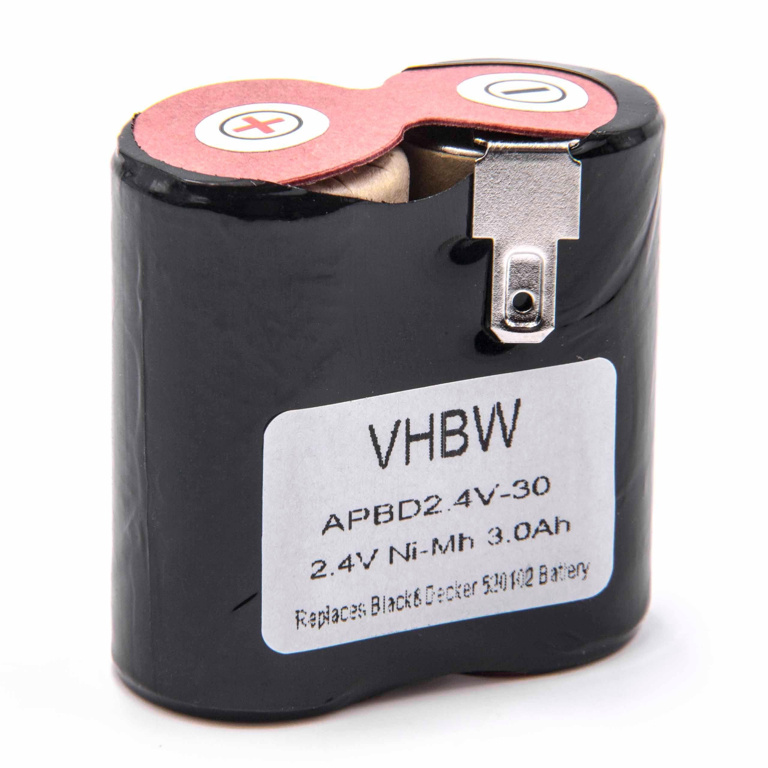 vhbw kompatibel mit Black & Decker Classic HC400 Staubsauger-Akku NiMH 3000 mAh (2,4 V)