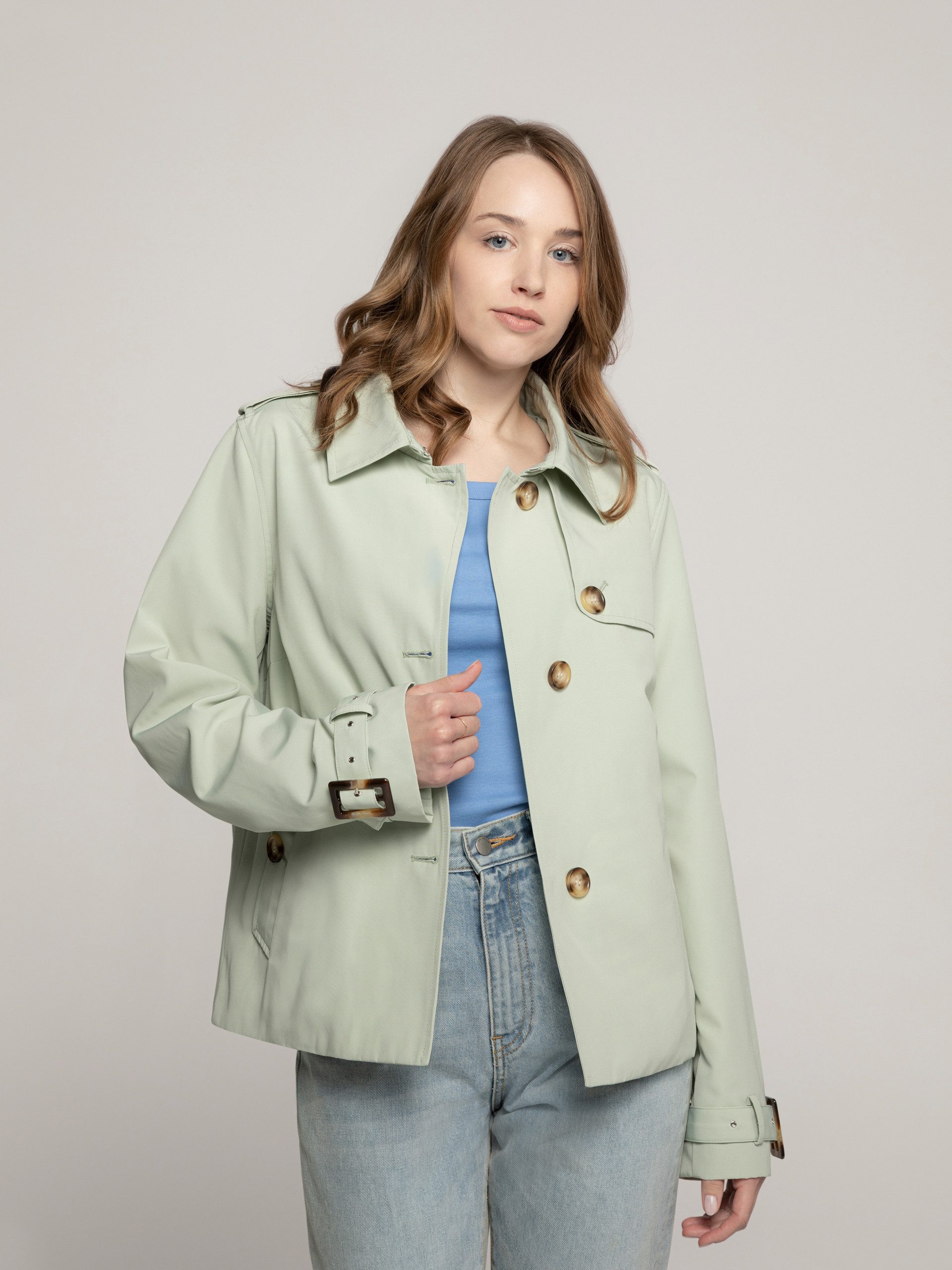 Manisa Kurzjacke Trenchjacke mit Koller