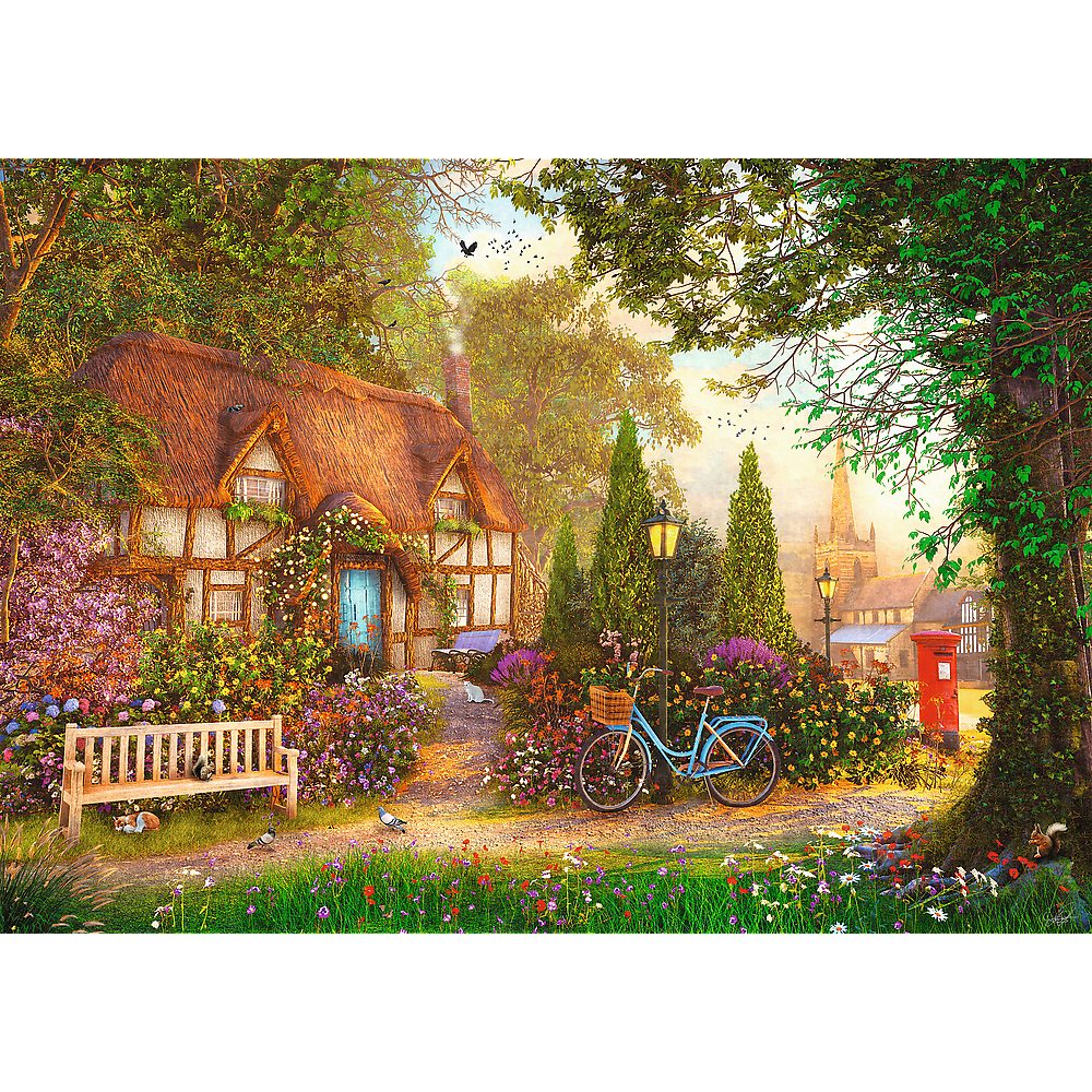 Trefl Puzzle Trefl, Tea Time Reetgedeckte Hütte, 1000 Teile Premium Plus Puzzle, 1000 Puzzleteile