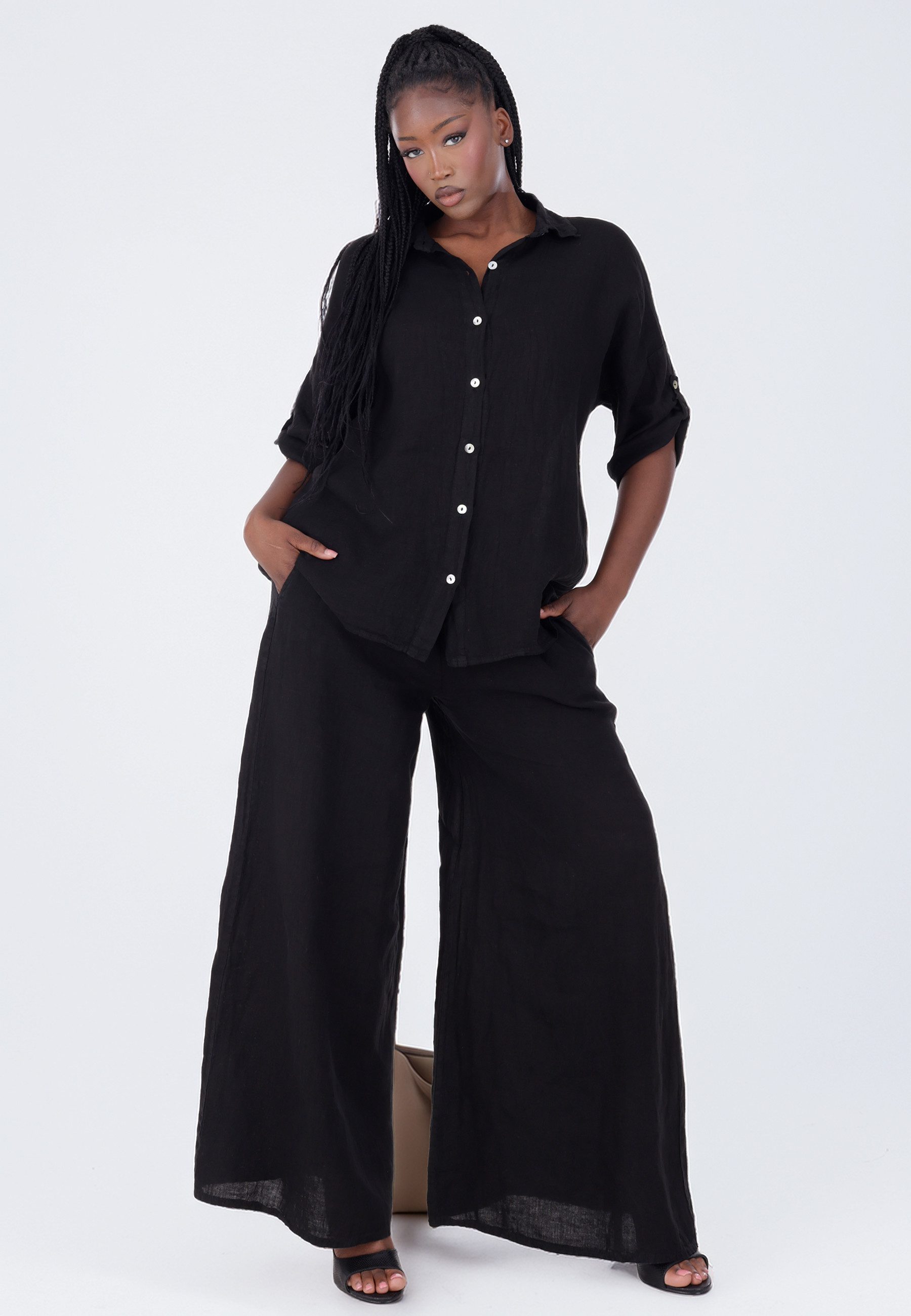 YC Fashion & Style Leinenhose mit hohem Smokbund – bequem & stylisch aus Leinen Basic