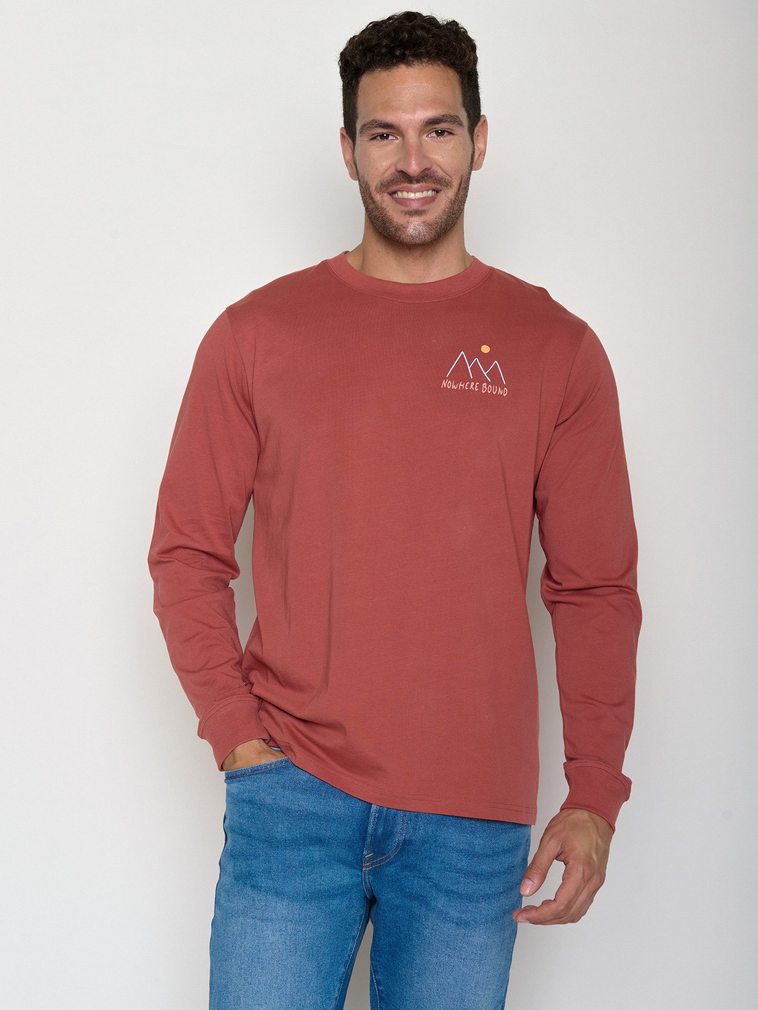 GreenBomb Longsleeve Crisp Nowhere Bound (1er-Pack) Single Jersey, Bio-Baumwolle, GOTS, Regular Fit