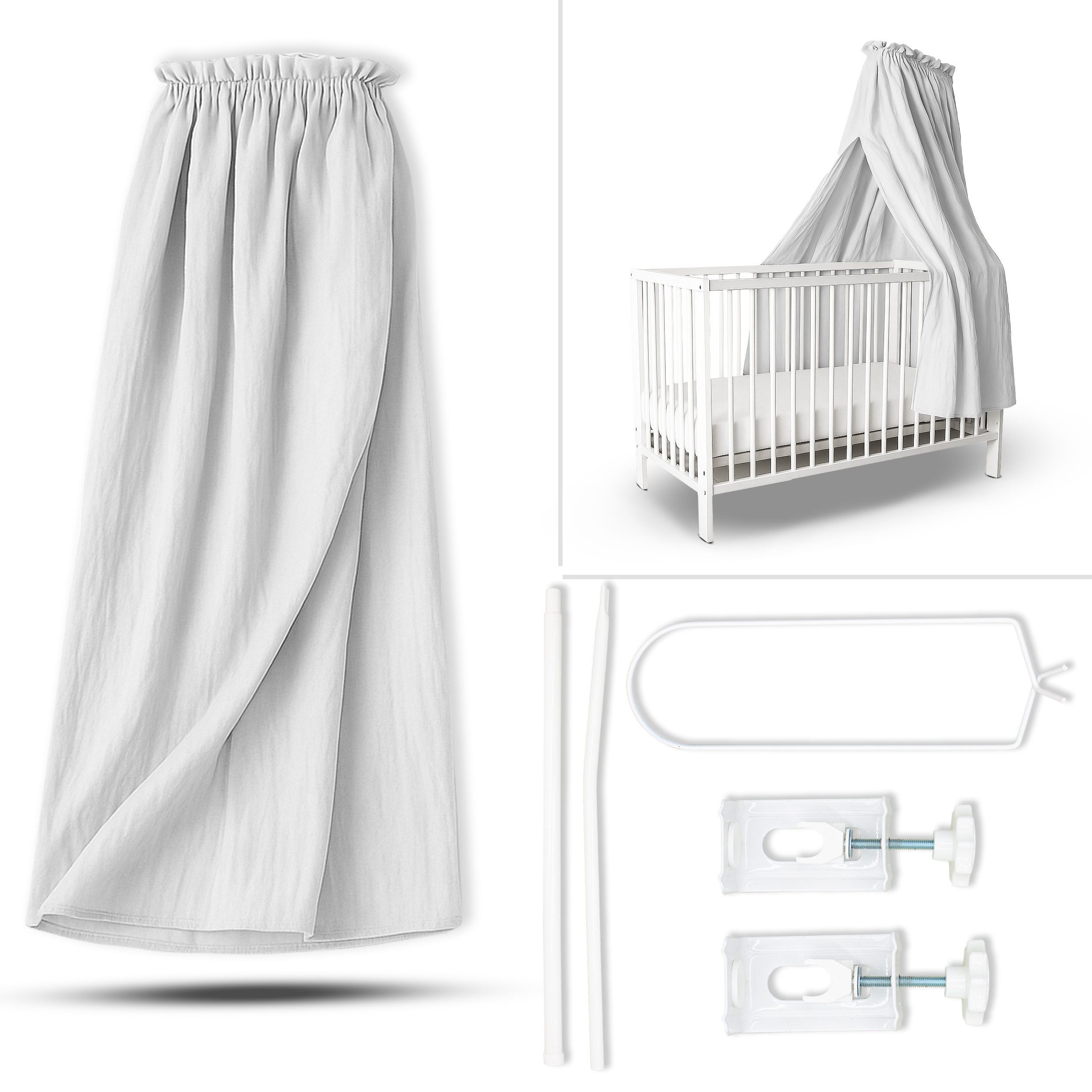 Babykajo Betthimmel Stoff + Ständer (Set, 1-tlg., in verschiedenen Varianten), Betthimmel Ständer mit Betthimmel für Babybetten