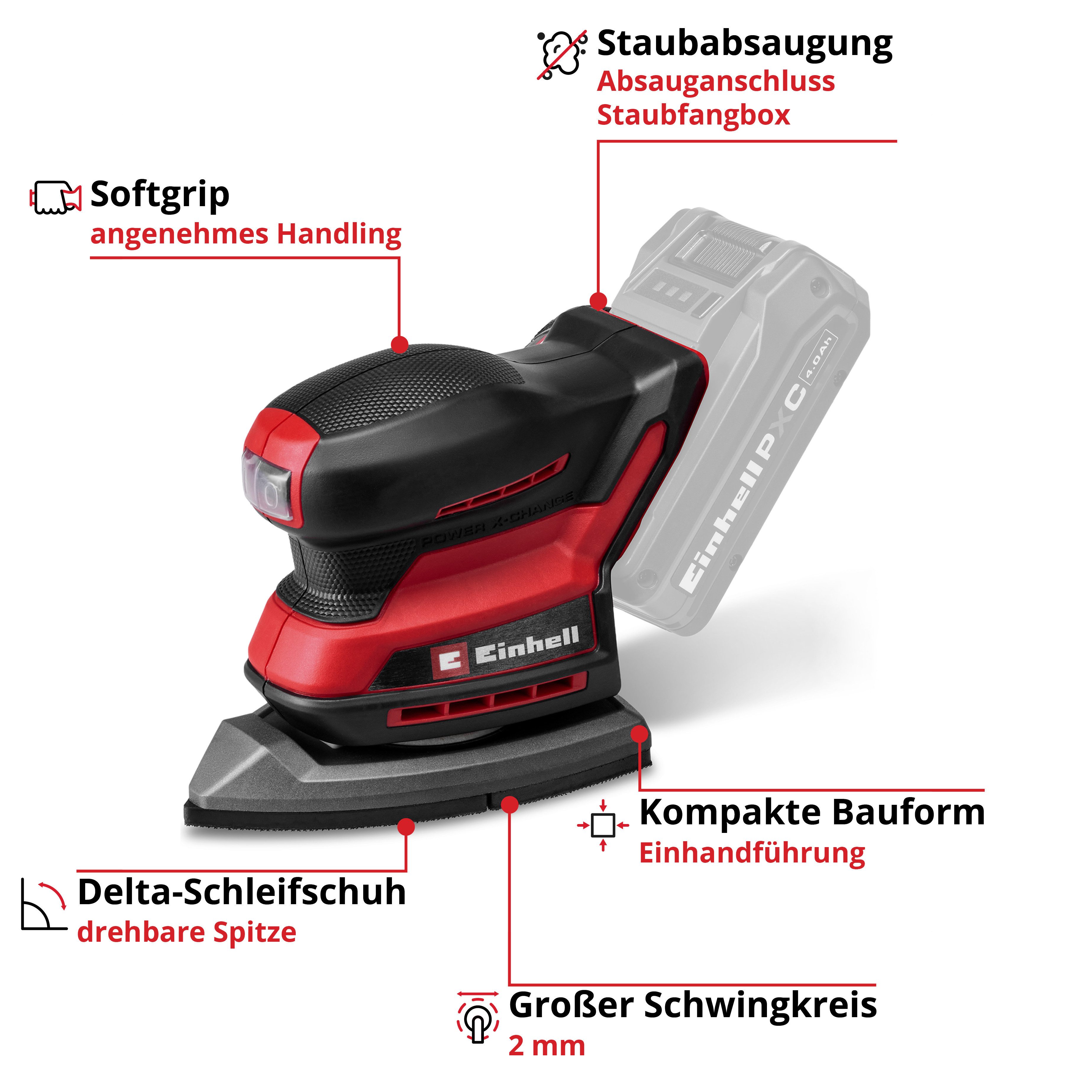 Einhell Akku-Multischleifer TE-OS 18/150-2 Li - Solo, 24000 U/min, ohne Akku und Ladegerät