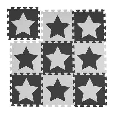 relaxdays Spielmatte Puzzlematte Sterne, Weiß-Grau