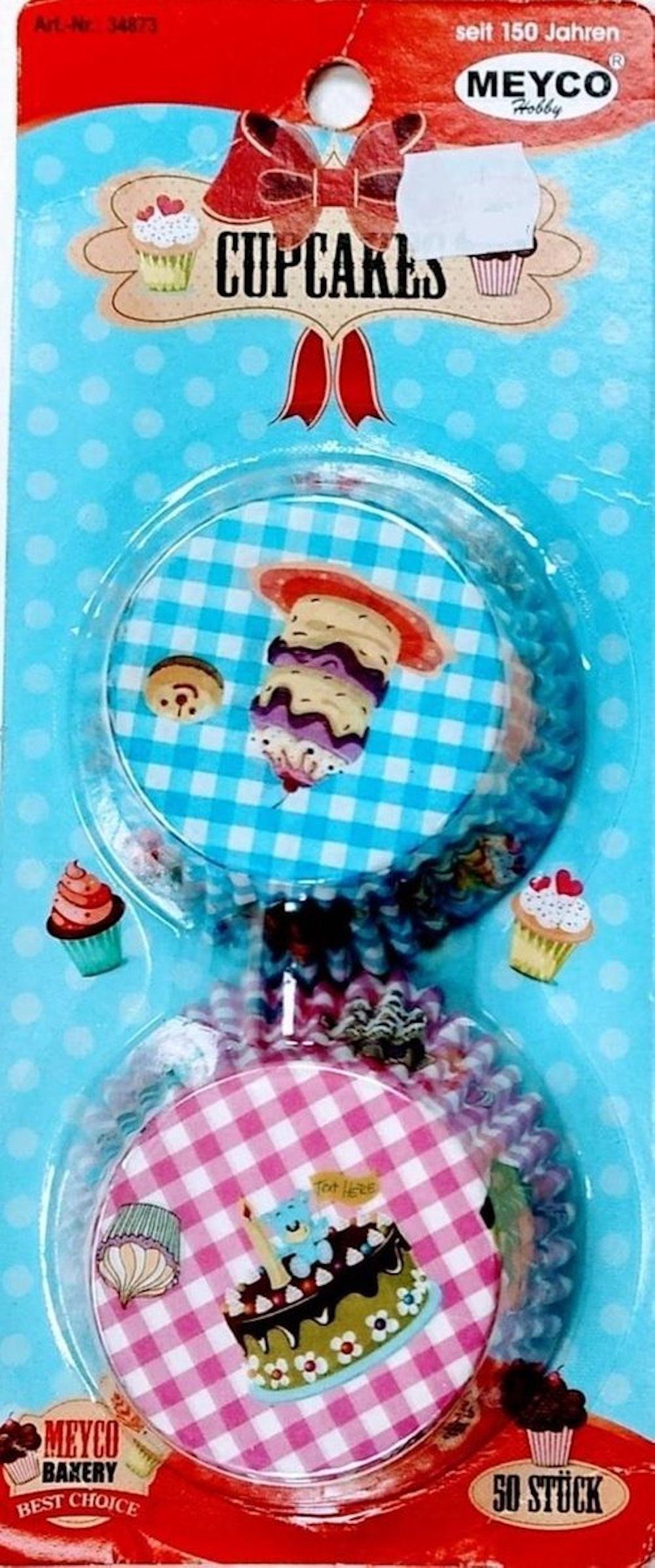 MEYCO Hobby Einweggeschirr-Set Muffin-Förmchen, 50 Stück, rosa/blau