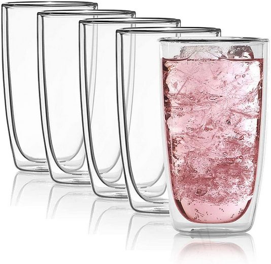 Dimono Latte-Macchiato-Tasse »Doppelwandiges Trinkglas 450ml«, Borosilikat-Glas, Wasser- Longdrink- & Cocktailgläser
