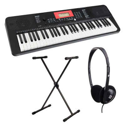 Classic Cantabile Home Keyboard LK-290 61 Leuchttasten-Keyboard mit Anschlagdynamik, (Spar-Set, 3 tlg., inkl. Keyboardständer und Kopfhörer), 580 Sounds, umfangreiche Lernfunktion & Aufnahmefunktion