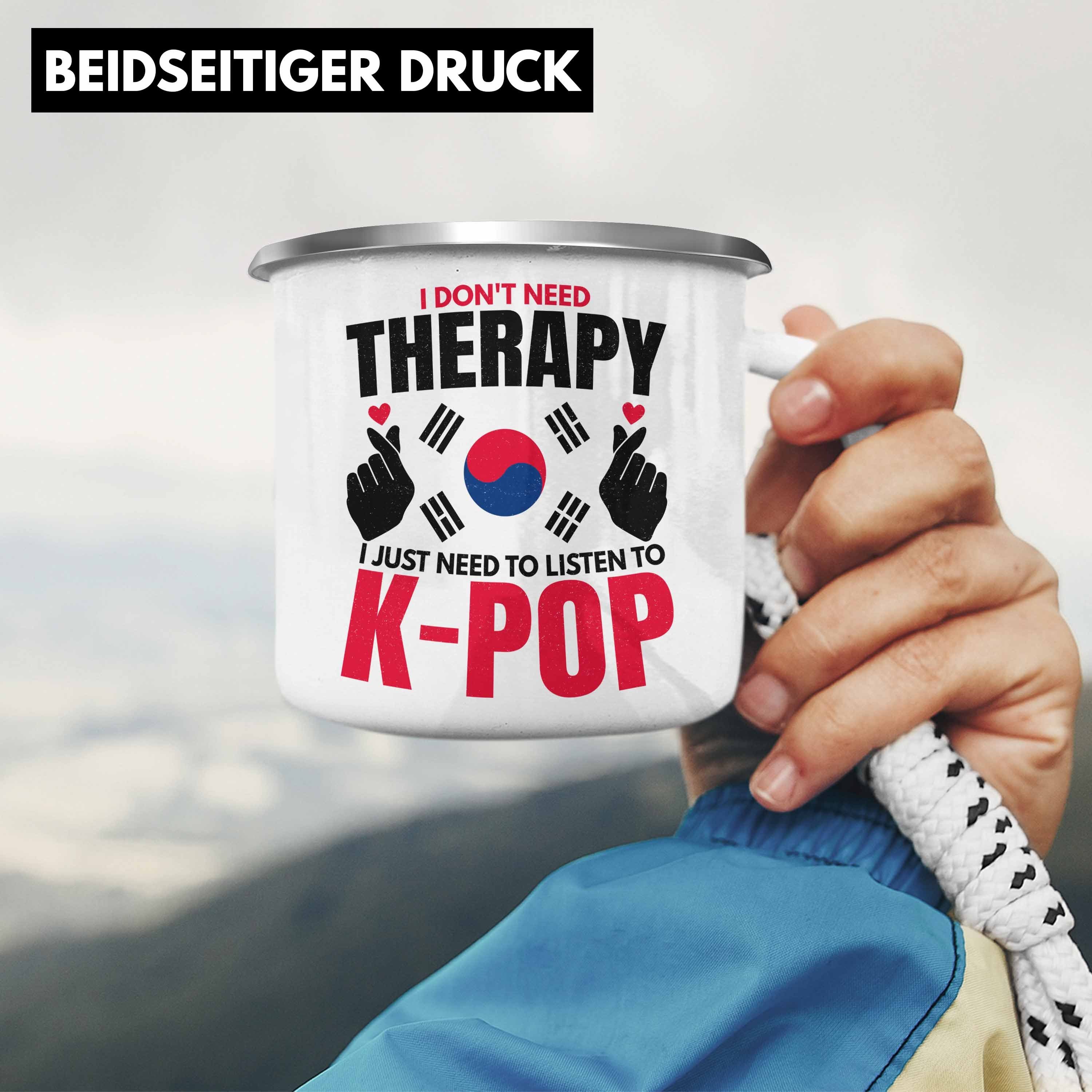 Trendation Thermotasse Trendation - K-Pop Tasse Emaille Kpop Koreal Silber Geschenk Spruch Geschenkidee Südkorea Style