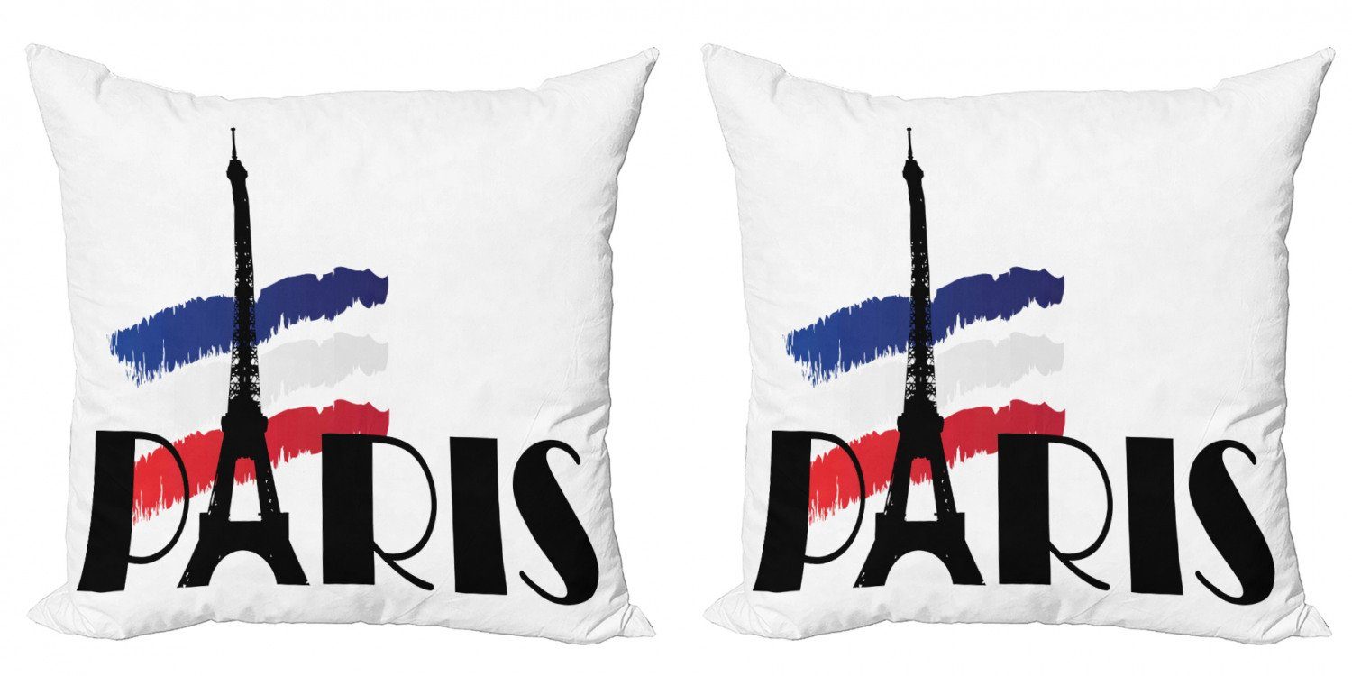 Kissenbezüge Modern Accent Doppelseitiger Digitaldruck, Abakuhaus (2 Stück), Gekritzel Paris Eiffelturm Bild