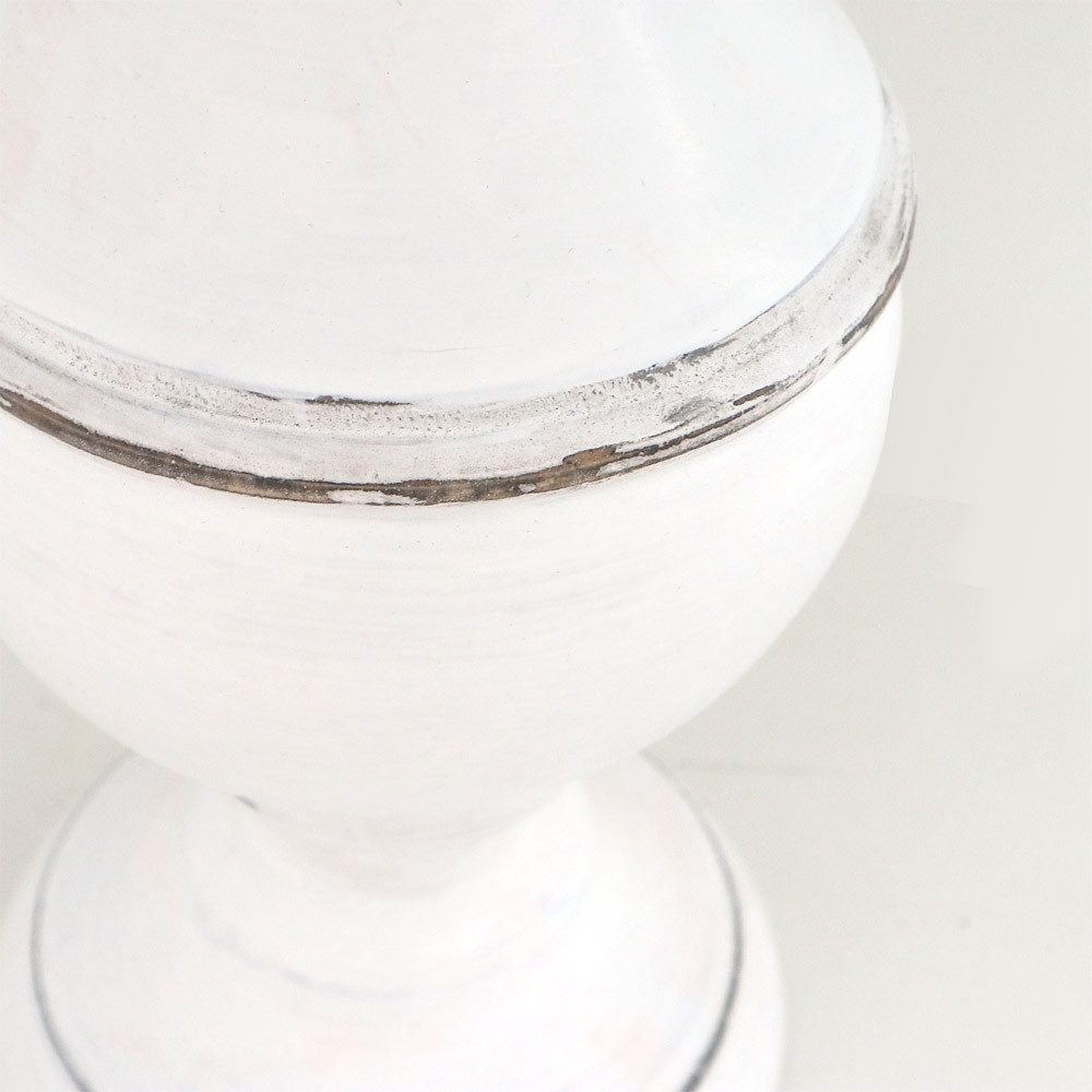 Grafelstein Tischleuchte Tischlampe MARLA weiß beige aus Holz im Landhausstil shabby chic E27