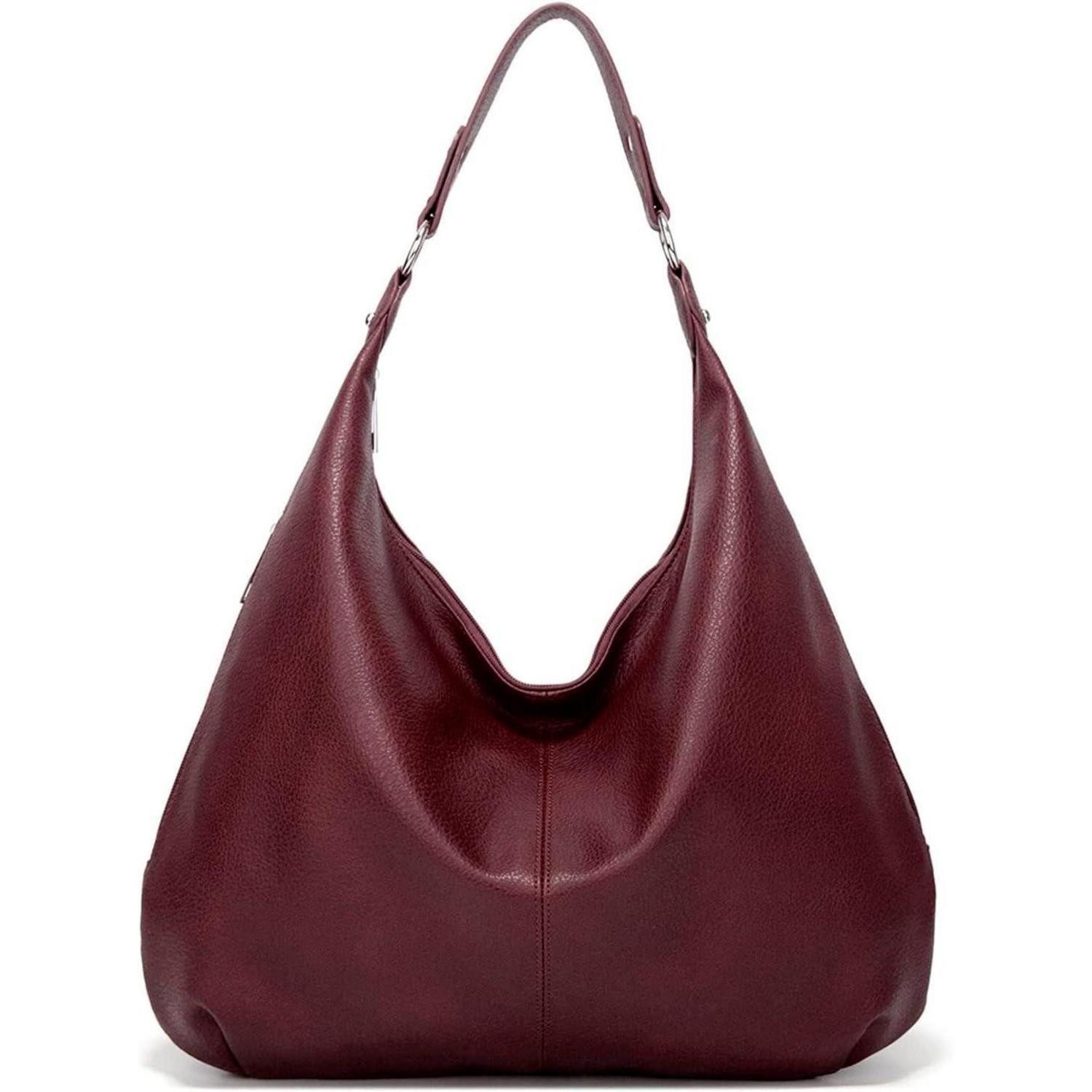 LuxusKollektion Hobo Vintage PU Leather Tote Bag Hobo Shoulder Zipper Handbags Women's