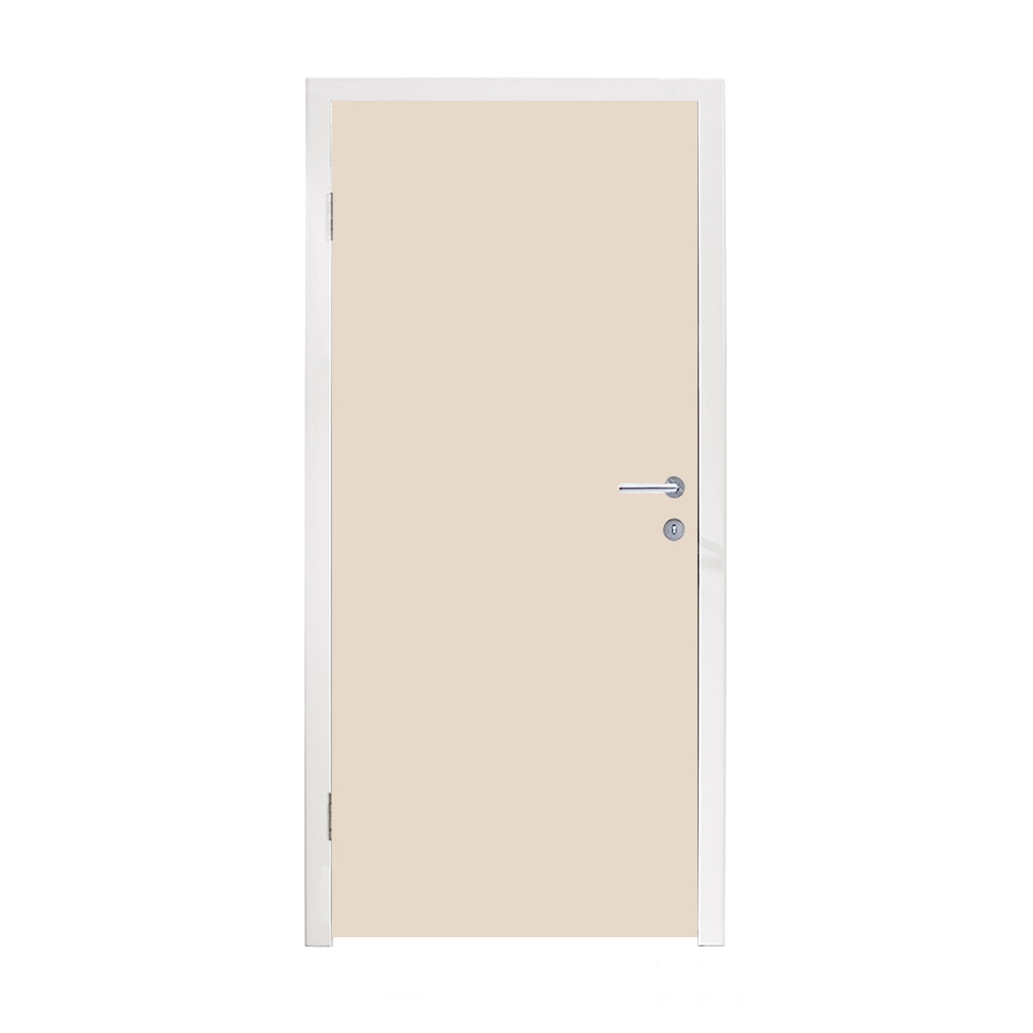 MuchoWow Türtapete Beige - Unifarben, Matt, bedruckt, (1 St), Selbstklebende Tapete, Folie für Möbel, 75x205 cm