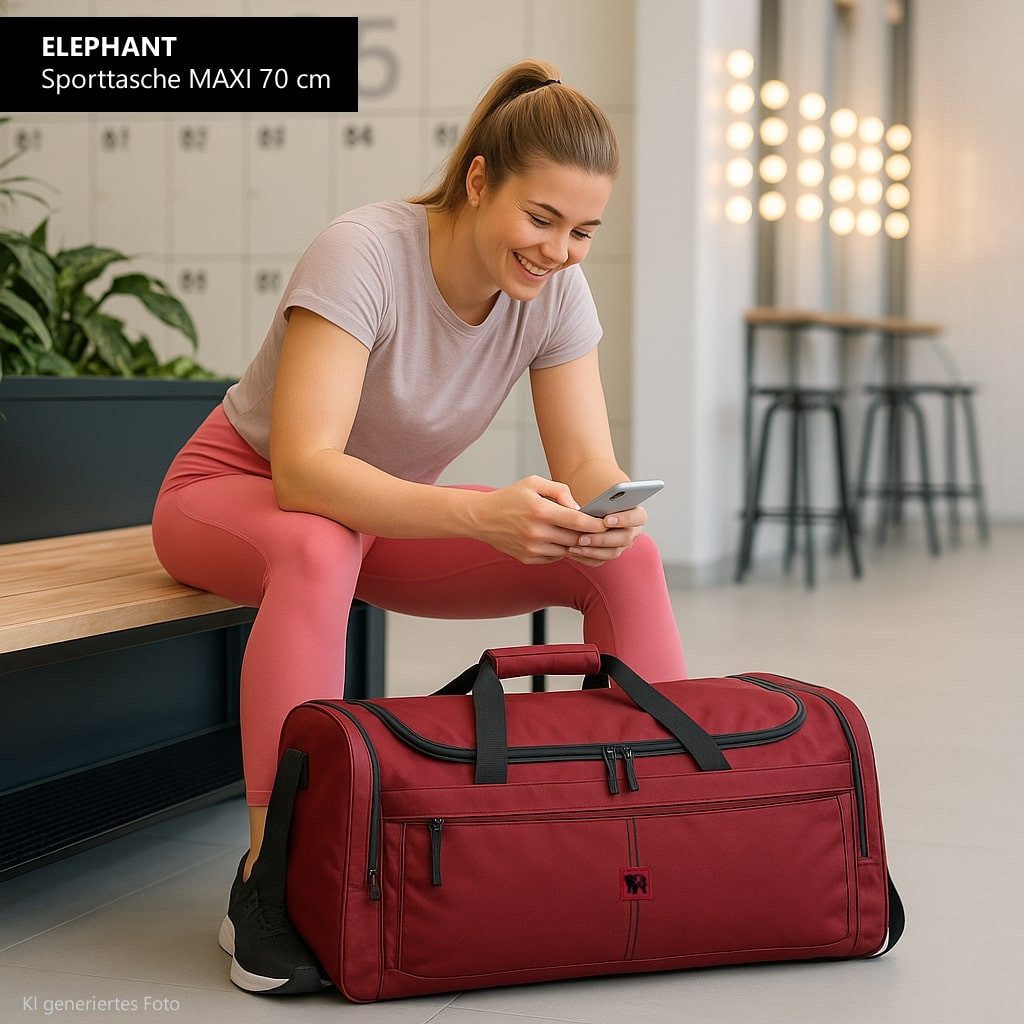 ELEPHANT Sporttasche sehr groß Saunatasche Reisetasche Maxi XL 70 cm, 65 Liter Gym Tasche Fußballtasche XXL + Trinkflasche
