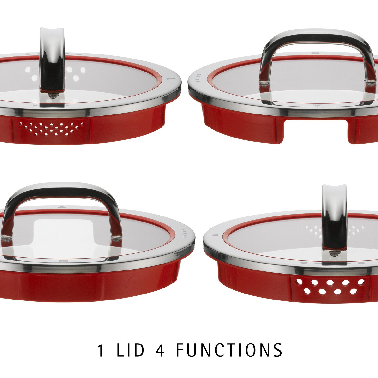 WMF Topf-Set Function 4 Induktion, Glasdeckel mit 4 Abgießfunktionen, Cromargan® Edelstahl Rostfrei 18/10 (Set, 8-tlg), wärmereduzierende Griffe, Induktions Töpfe Set mit Innenskalierung