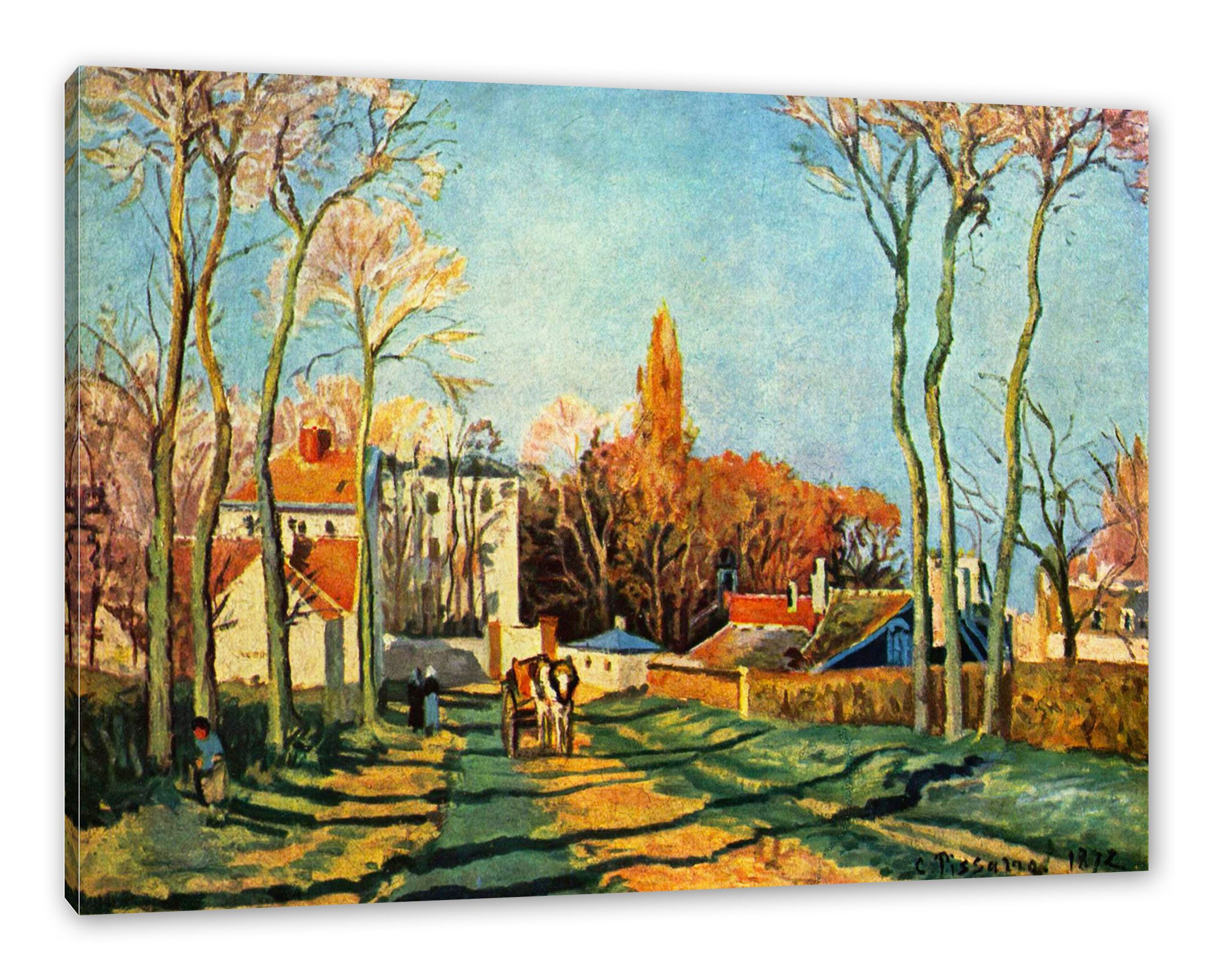 Pixxprint Leinwandbild Camille Pissarro - Entrée du village de Voisin, Camille Pissarro - Entrée du village de Voisin (1 St), Leinwandbild fertig bespannt, inkl. Zackenaufhänger