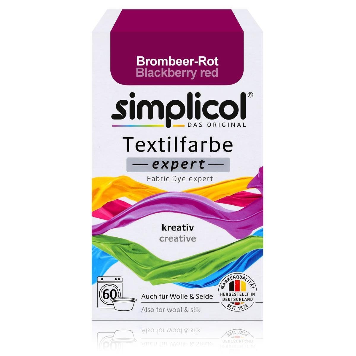 Textilfarbe Simplicol Textilfarbe expert Brombeer-Rot 150g - Farbe zum Färben (1er