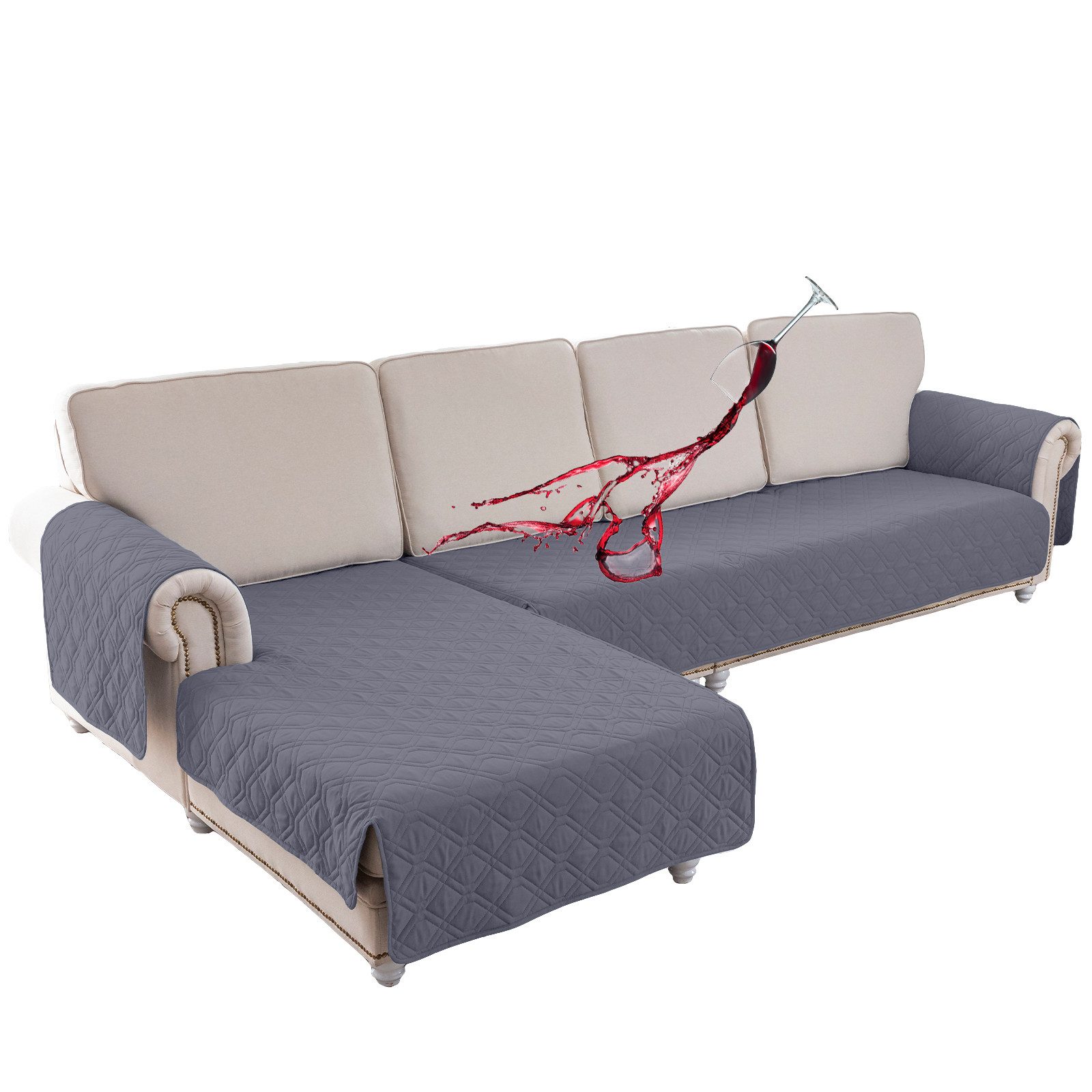 Jibenhome Sofabezug 100% Wasserdicht Sofabezüge L-Form, 2 Stück Couchüberzüge Sofahusse, Sofaschoner Sofa Schutz Abdeckung,Rutschfes Ecksofa Sofaüberwurf Hunde