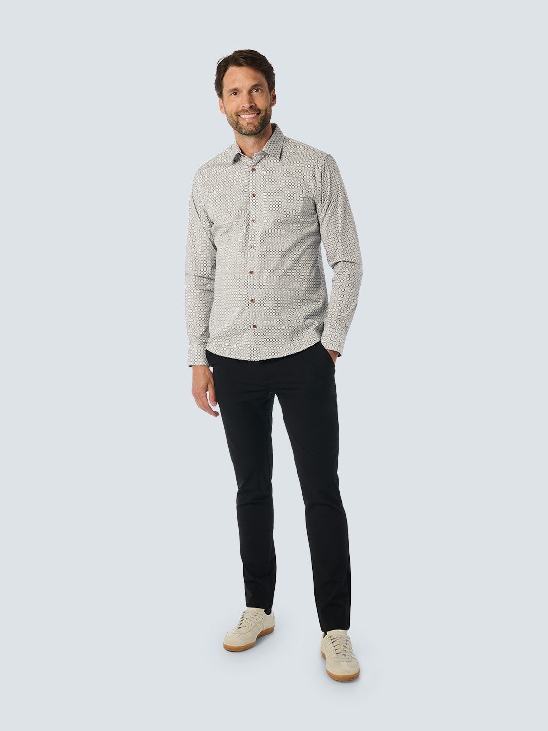 NO EXCESS Langarmhemd mit All-Over Print
