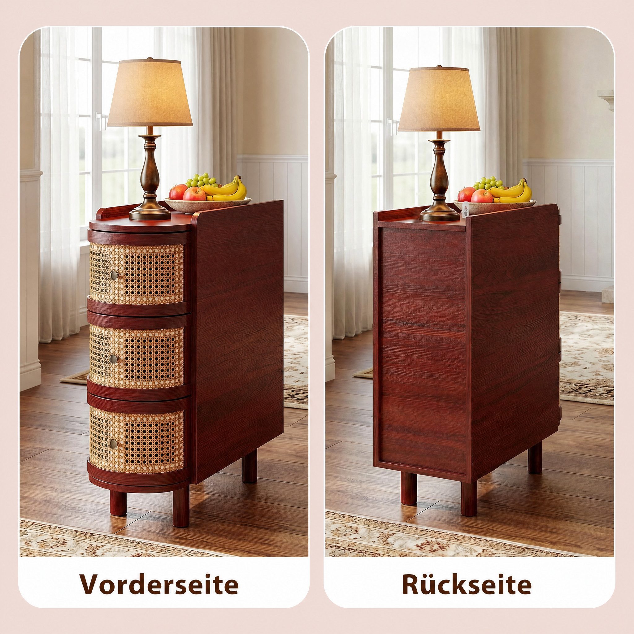 FUFU&GAGA Nachttisch schmal 26cm Rattan, Nachtkonsole für Boxspringbetten – Bild 5 von 5