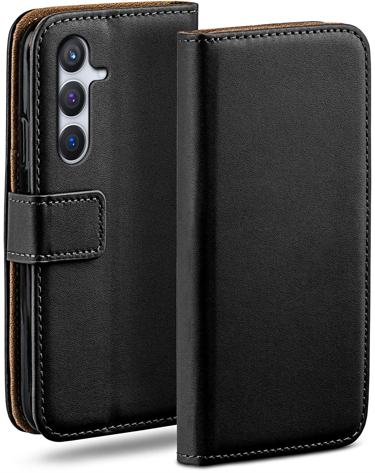 moex Handyhülle für Samsung Galaxy S24 Plus Hülle Klappbar Book Case Schwarz 6,7 Zoll, Klapphülle Kartenfach Flip Cover Handytasche Leder Optik Schutzhülle