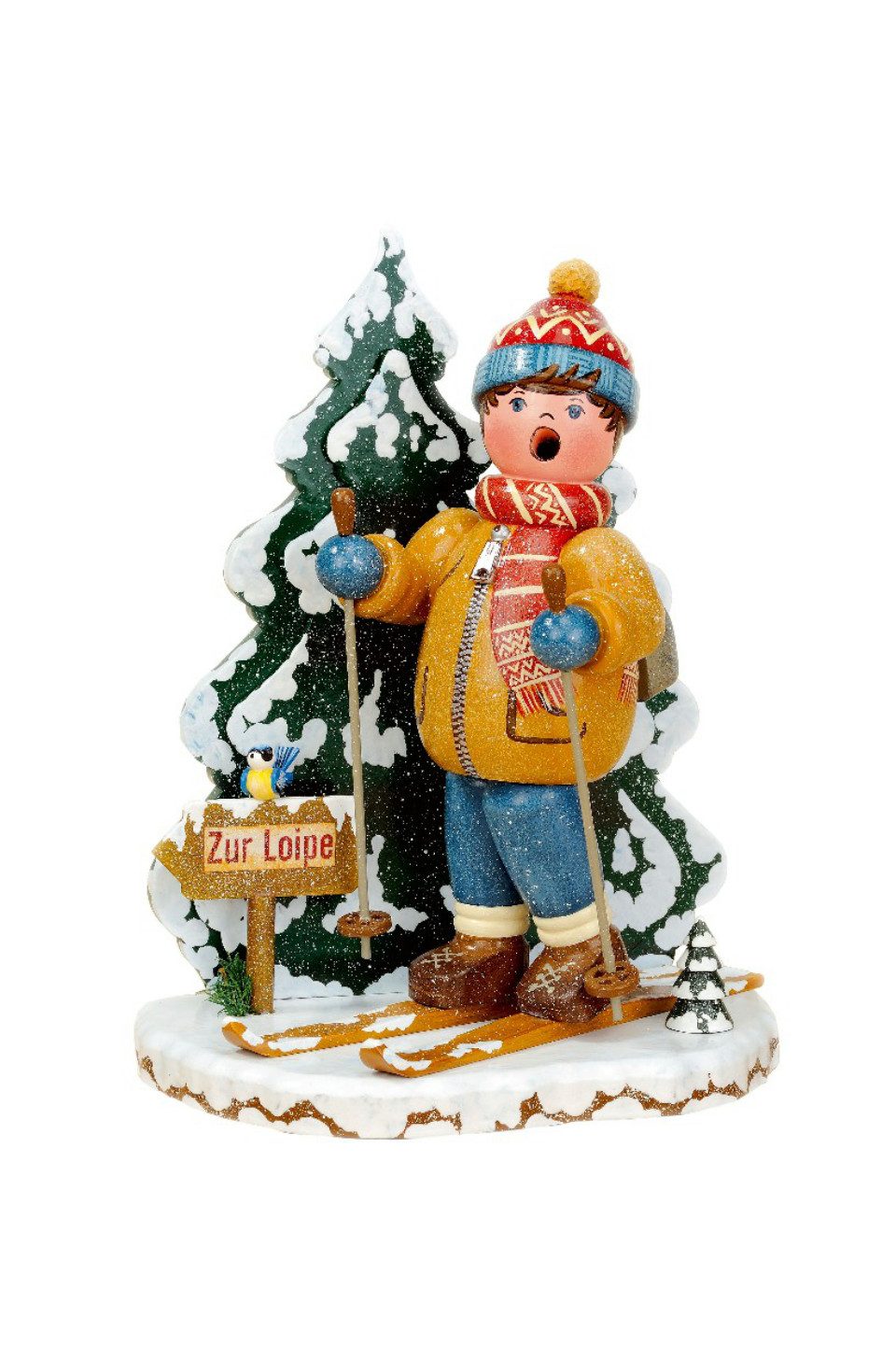 Hubrig Volkskunst Zschorlau Erzgebirge Räuchermännchen Hubrig Räuchermann Schneeschuhfahrer, (1 St), Handarbeit aus dem Erzgebirge