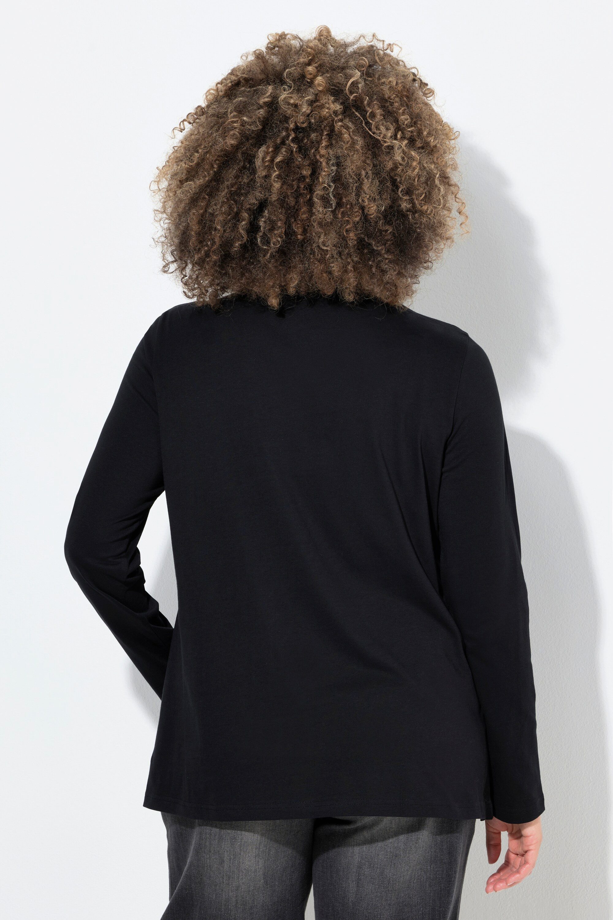Ulla Popken Longsleeve Shirt Weihnachtsmotiv Classic Rundhals Langarm