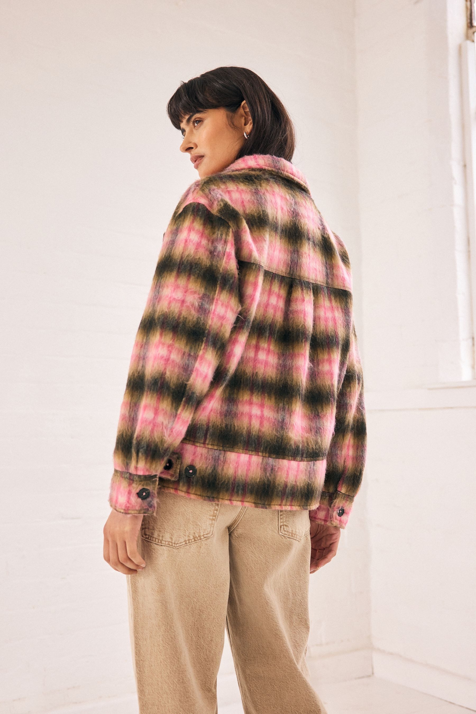 Next Fleecejacke Karierte, angeraute Hemdjacke aus günstig online kaufen