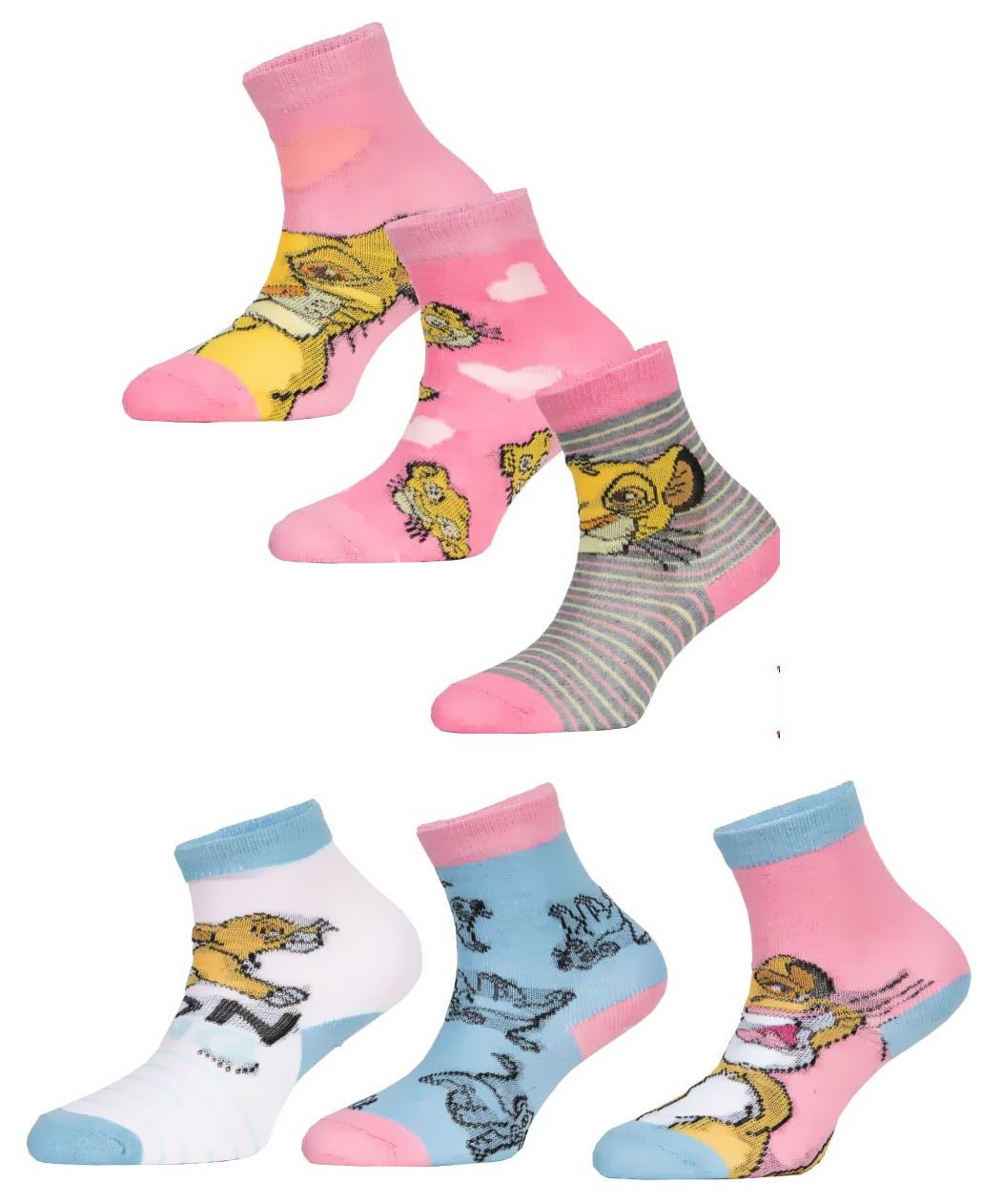 Disney The Lion King Basicsocken 6x Kindersocken Mädchenstrümpfe Socken König der Löwen