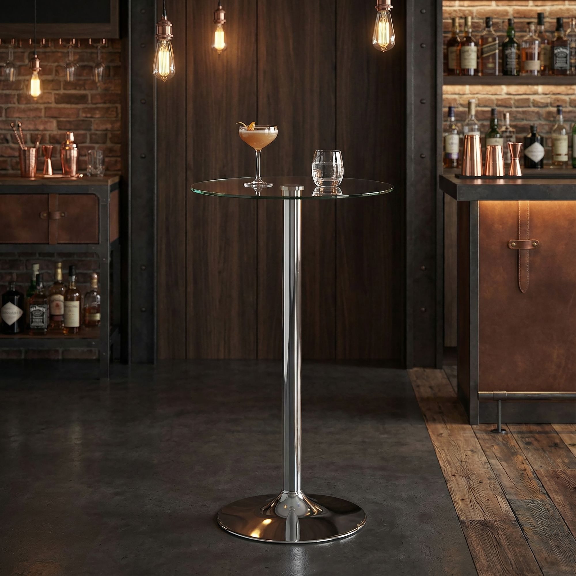 furnicato Stehtisch Runder Transparent 60x60x105 cm Silber (1-St)