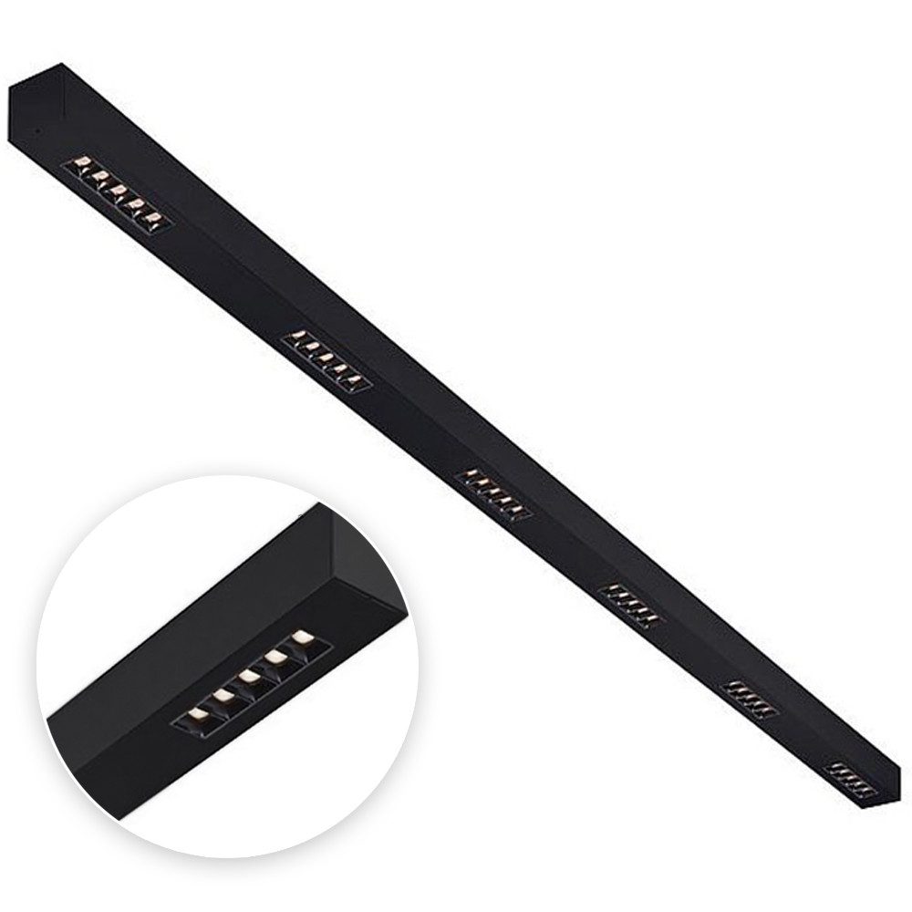 SLV Deckenleuchten LED Deckenaufbauleuchte Q-Line in Schwarz 5x17W 3000K 2000mm, LED