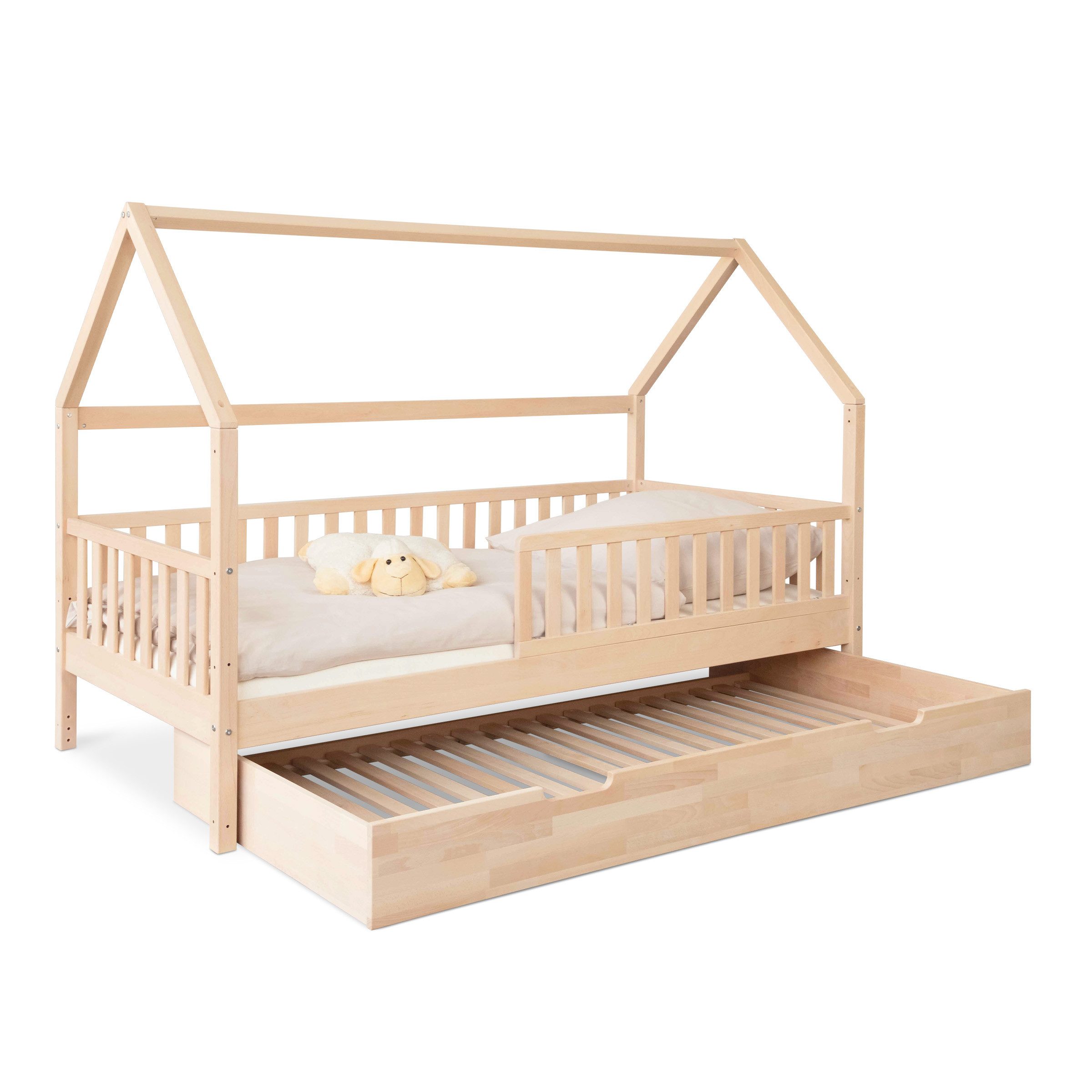 Ehrenkind Hausbett Livo aus massivem Buchenholz in verschiedenen Größen (FSC® zertifiziertMontessori Kinderbett, Jugendbett, 90x200), höhenverstellbar