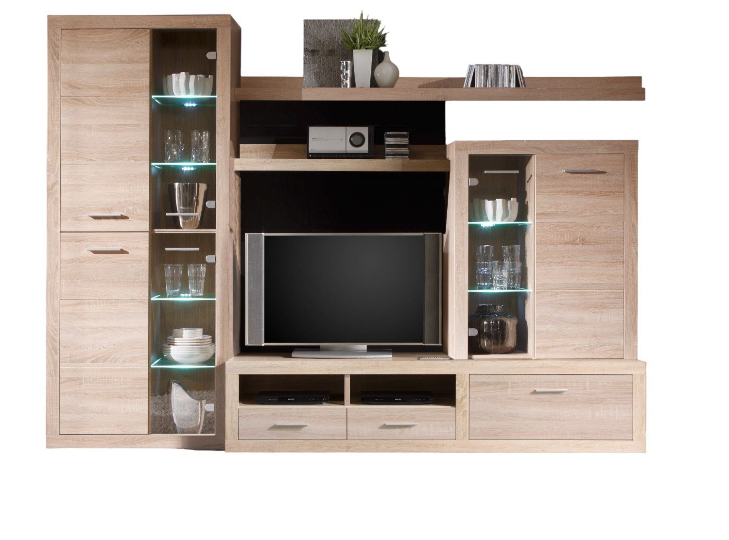 moebel-dich-auf Wohnwand CAN CAN, (in Eiche Sonoma, Vitrine + Lowboard + Au günstig online kaufen